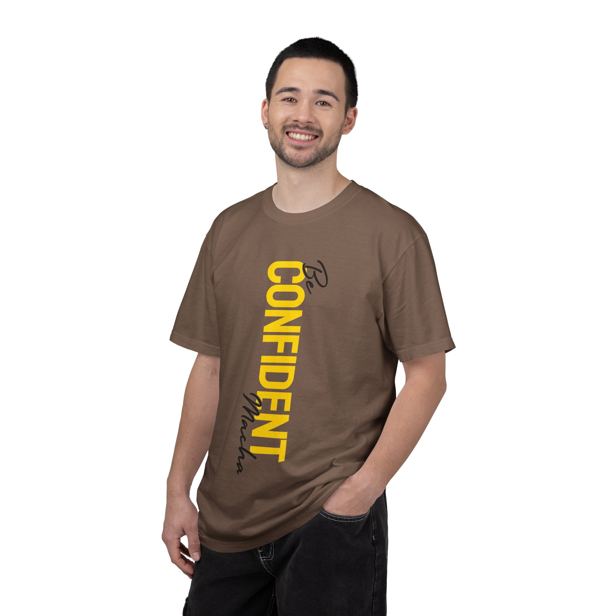 Be Confident Vertical Text T-Shirt — Motivational Graphic Tee