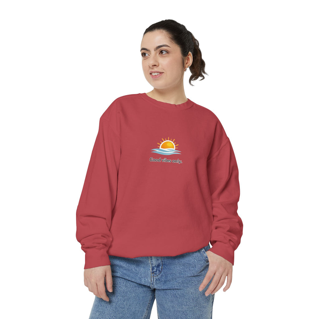 Good Vibes Only Sweatshirt — Sunrise Graphic Cozy Pullover