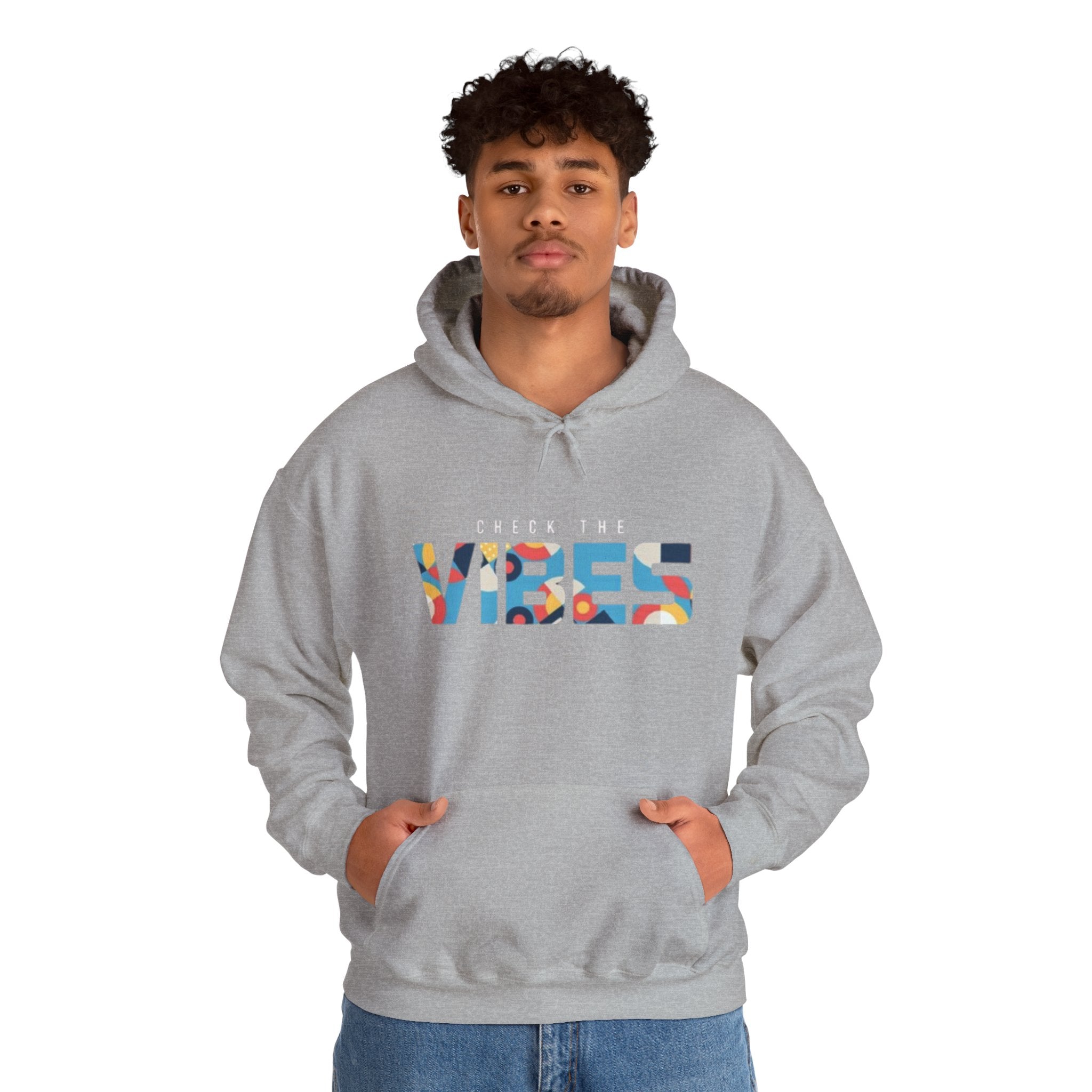 Check The Vibes Hoodie – Colorful Retro Graphic Pullover