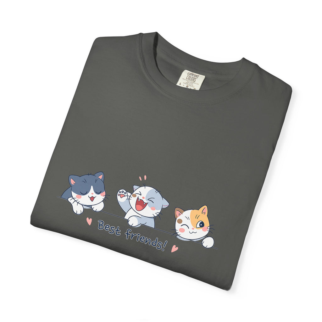 Cute ‘Best Friends!’ Cat T-Shirt — Cartoon Kitten Trio Graphic Tee