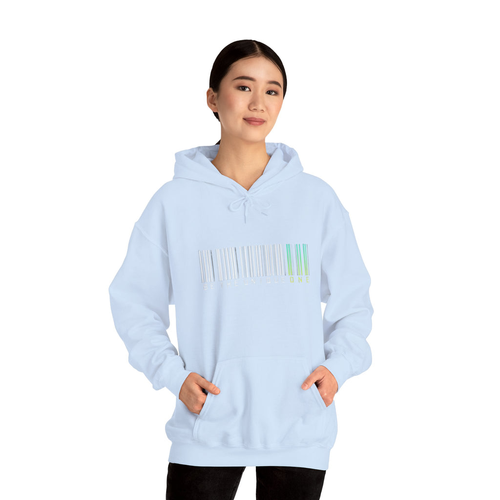 Unique One Barcode Hoodie — "Be the Unique One" Graphic Pullover