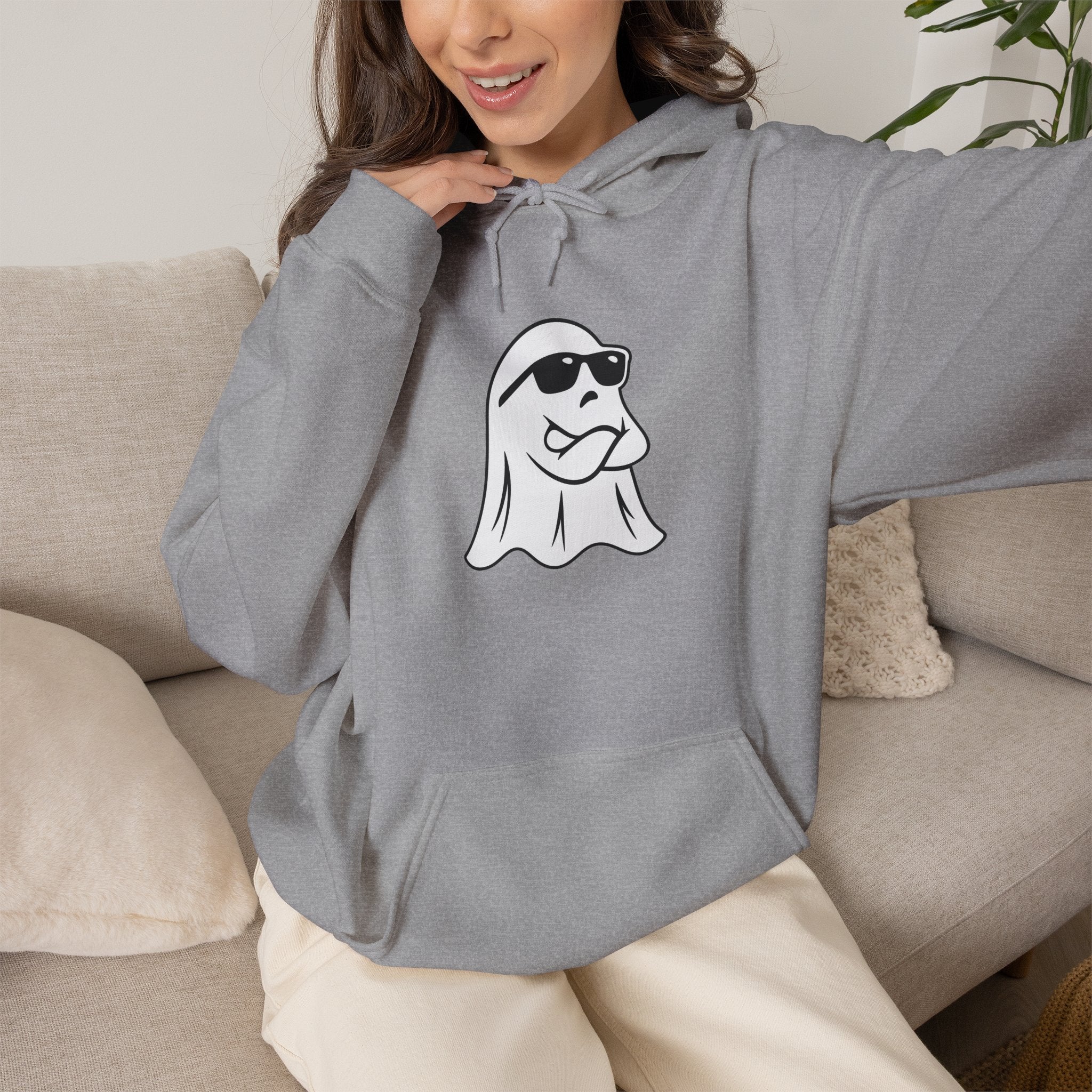 Cool Sunglasses Ghost Hoodie — Cute Minimalist Halloween Pullover