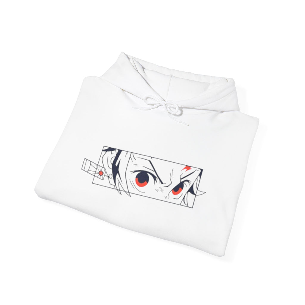 Anime Eyes Hoodie — Minimal Red & Black Manga Gaze Sweatshirt