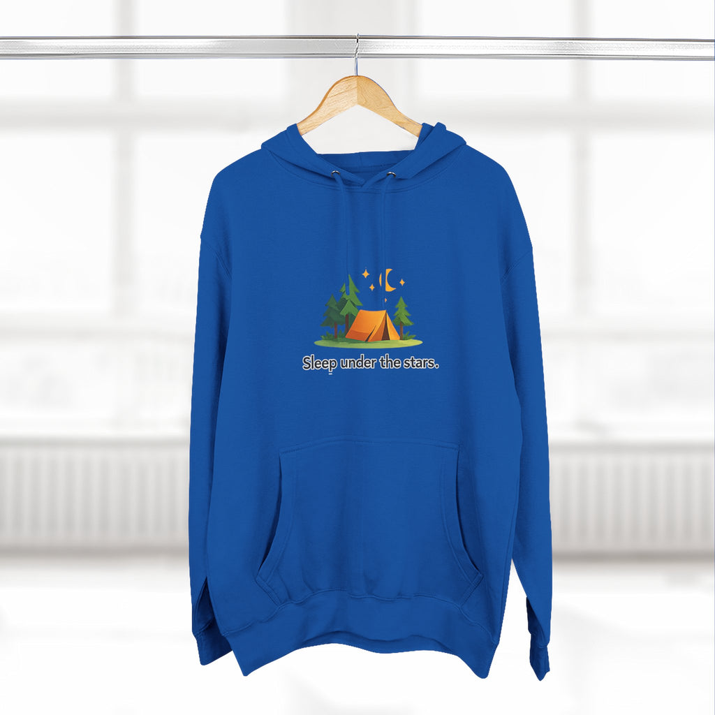 Camping Hoodie — "Sleep Under the Stars" Tent & Moon Graphic