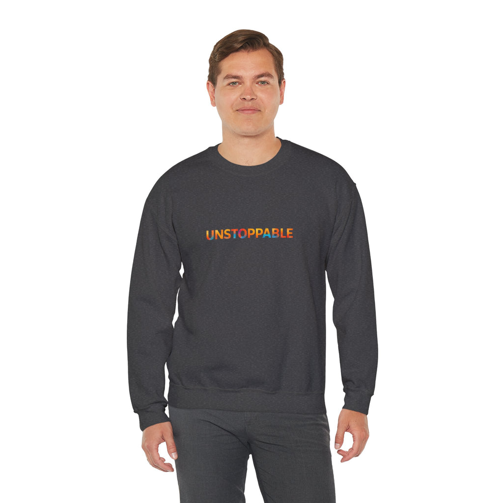 Unstoppable Crewneck Sweatshirt — Inspirational Rainbow Text Pullover