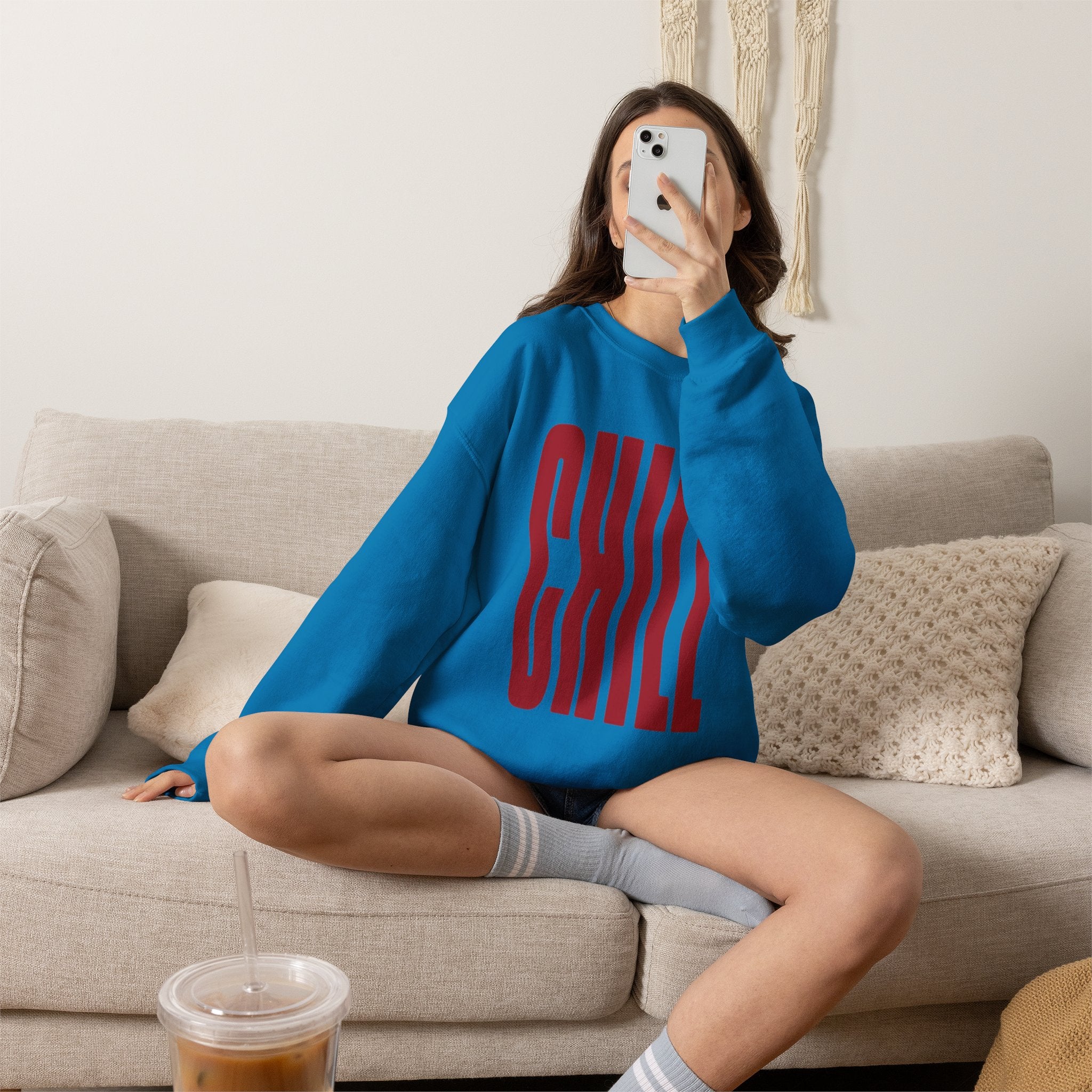Chill Distorted Text Crewneck Sweatshirt