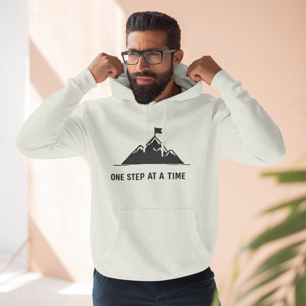 Hoodie - 'One Step at a Time' Mountain Graphic Fleece Hoodie