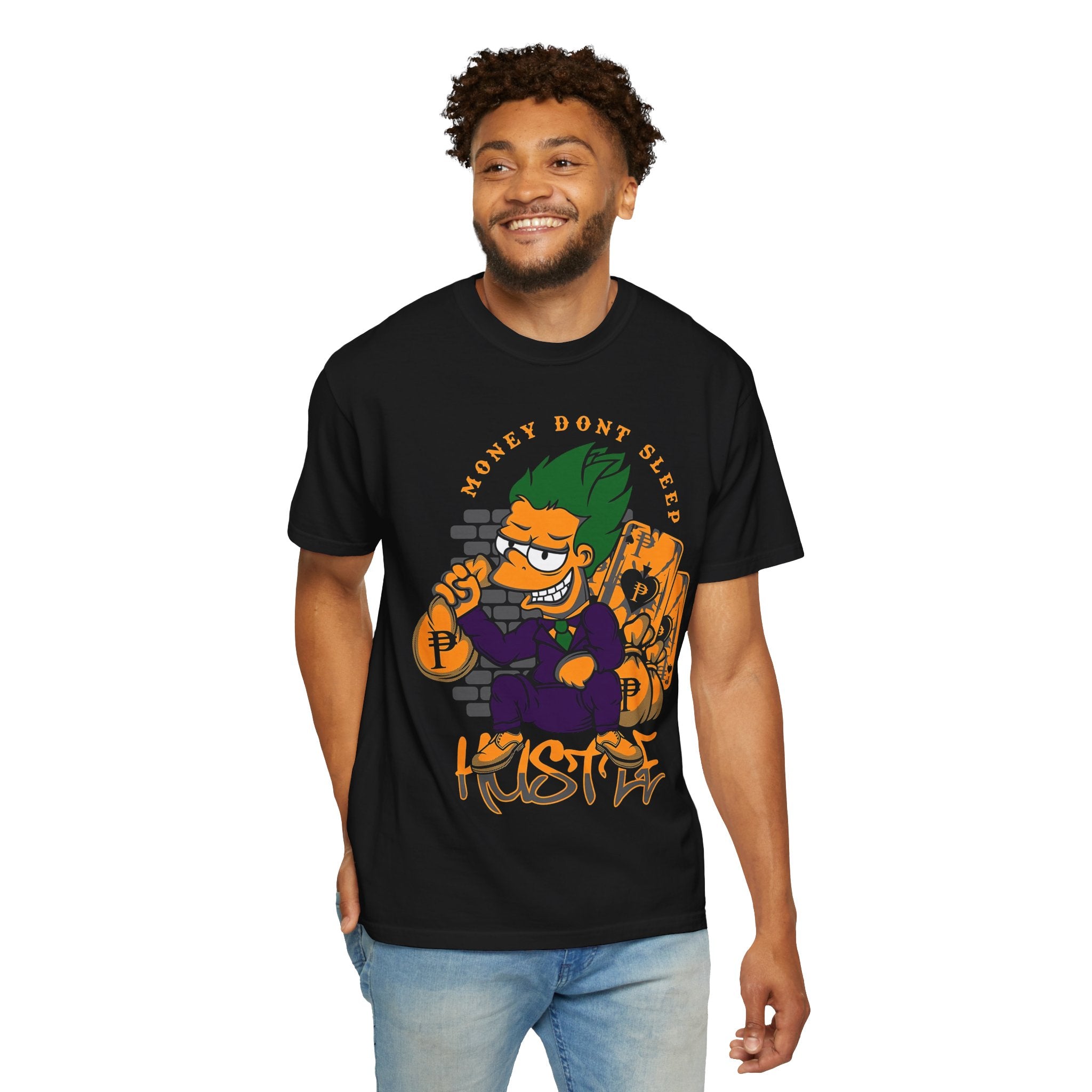 T-Shirt — 'Money Don’t Sleep' Cartoon Hustle Tee