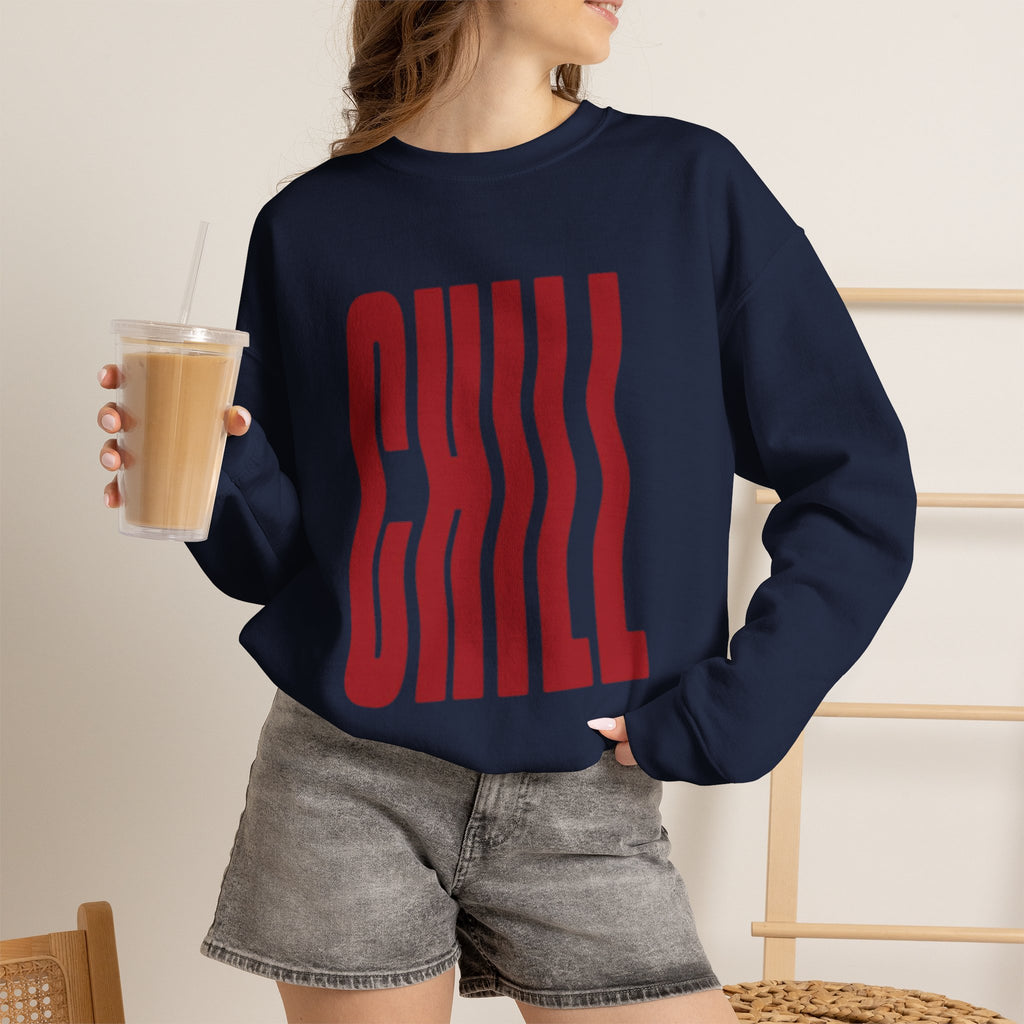 Chill Distorted Text Crewneck Sweatshirt