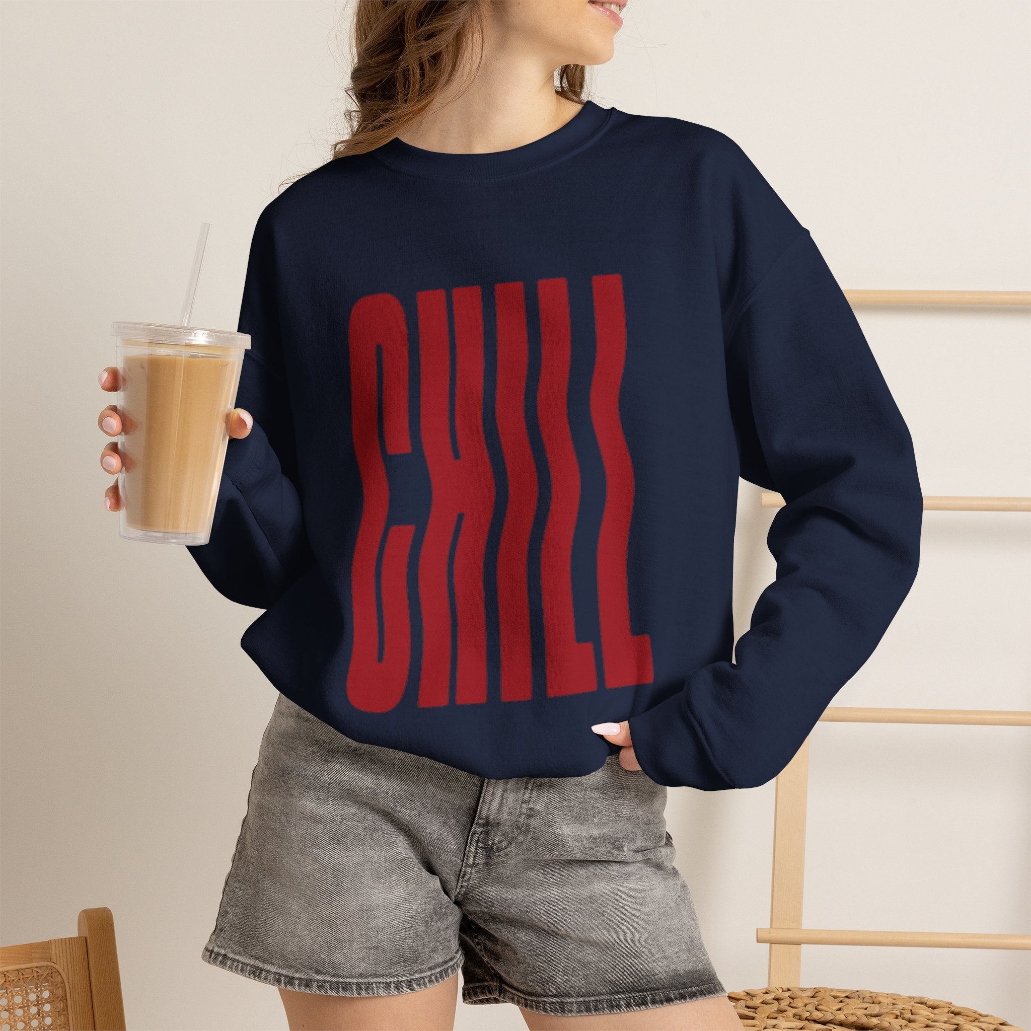Chill Distorted Text Crewneck Sweatshirt