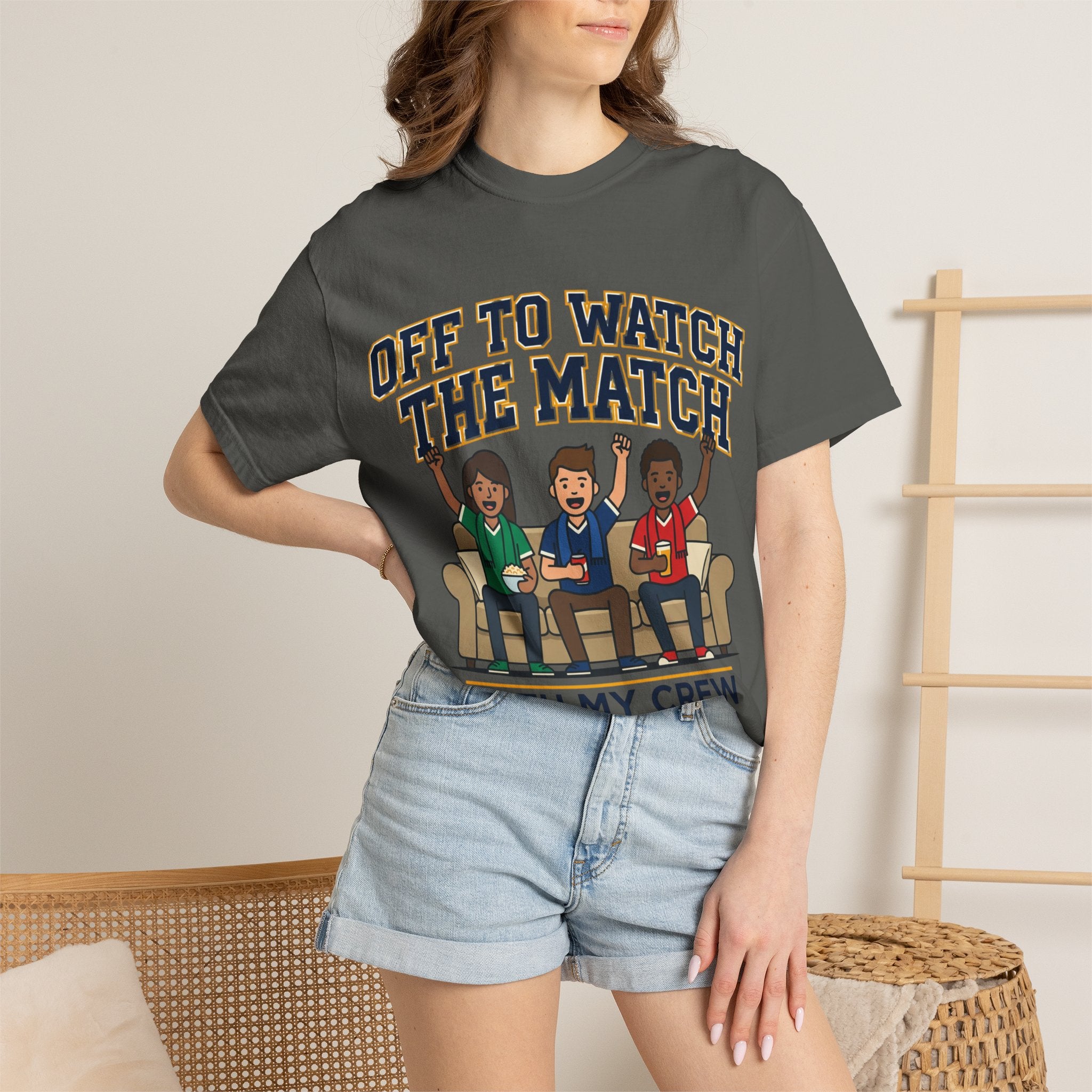 Off to Watch the Match T-Shirt — 'With My Crew' Sports Fan Tee