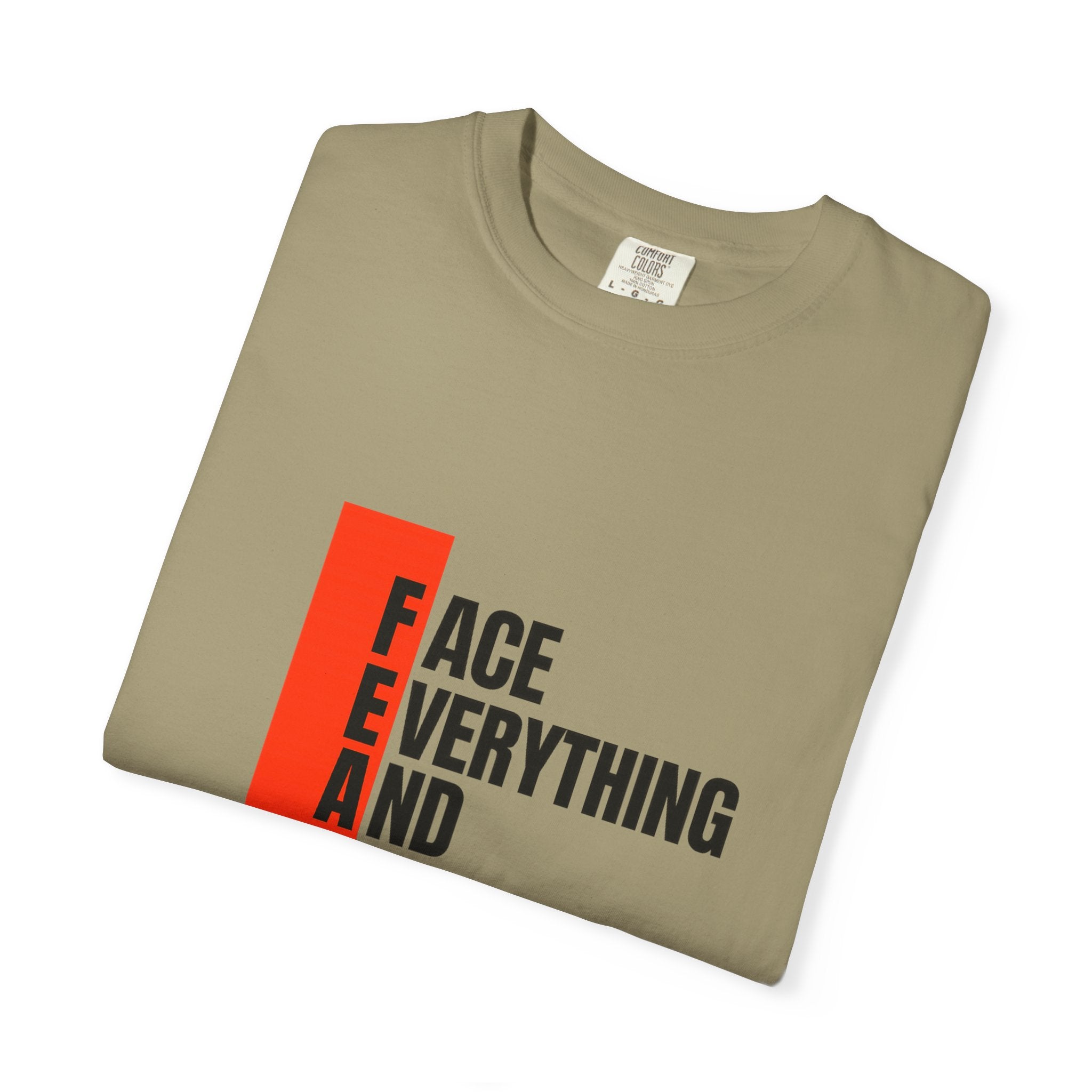 Motivational T-Shirt — "FEAR: Face Everything And Rise" Bold Red Accent