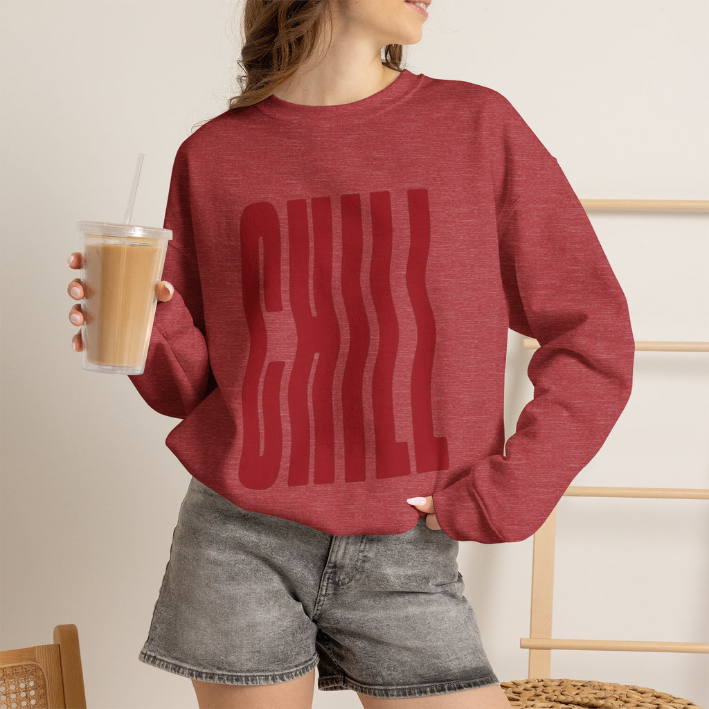 Chill Distorted Text Crewneck Sweatshirt