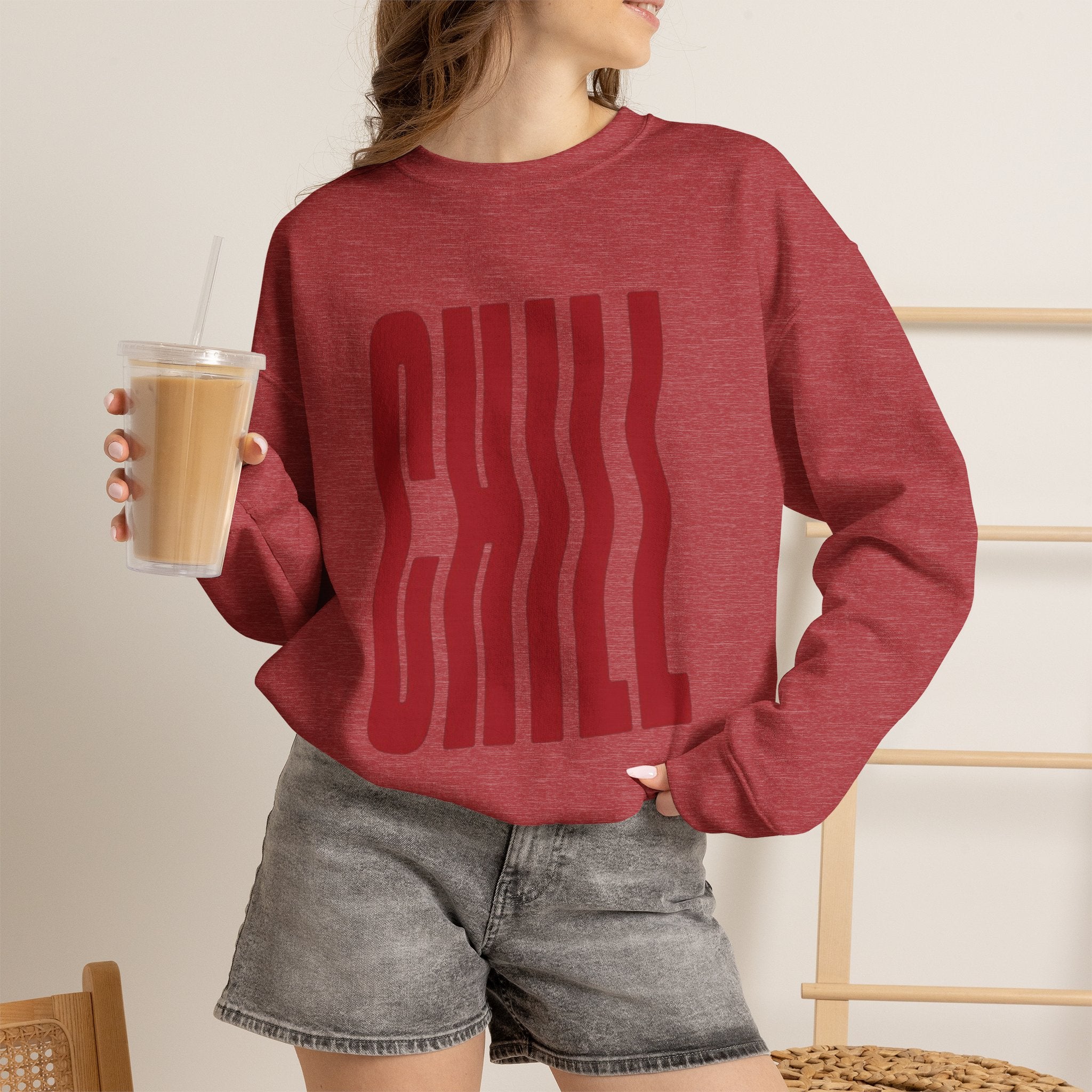 Chill Distorted Text Crewneck Sweatshirt