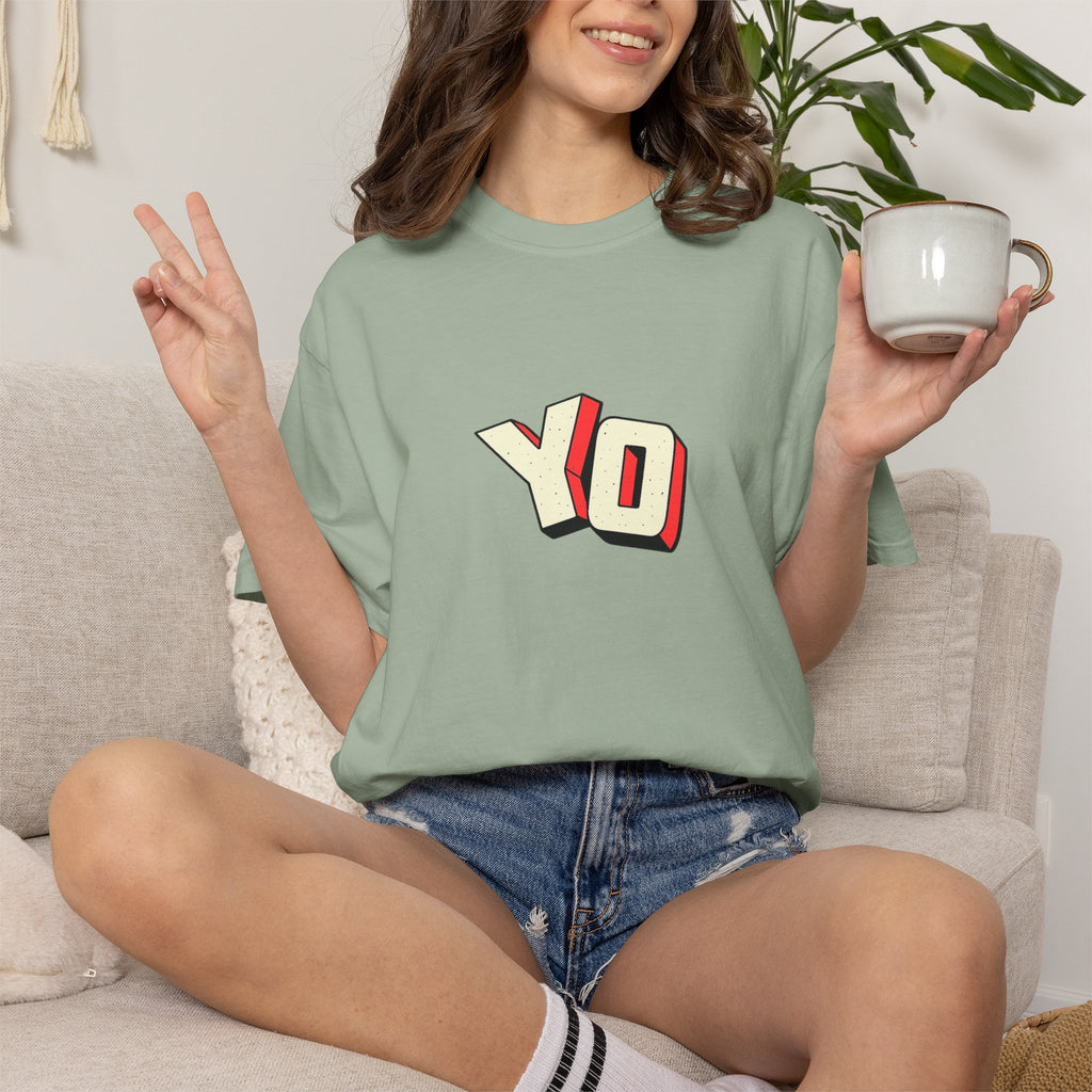 Yo Graphic T-Shirt — Retro 3D Lettering Tee