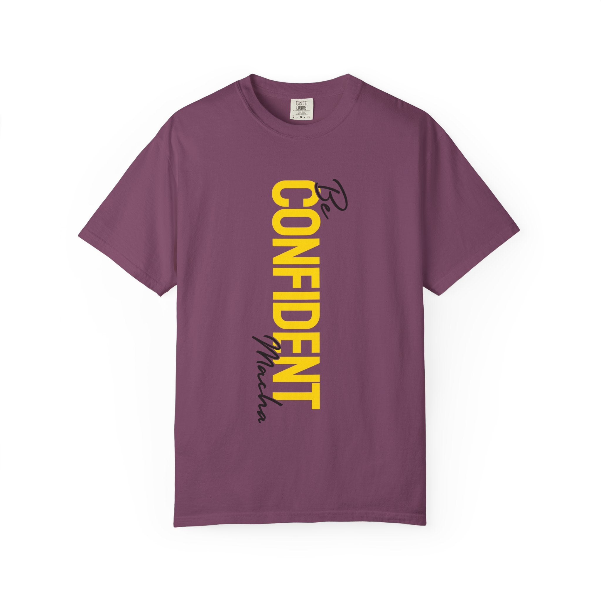 Be Confident Vertical Text T-Shirt — Motivational Graphic Tee