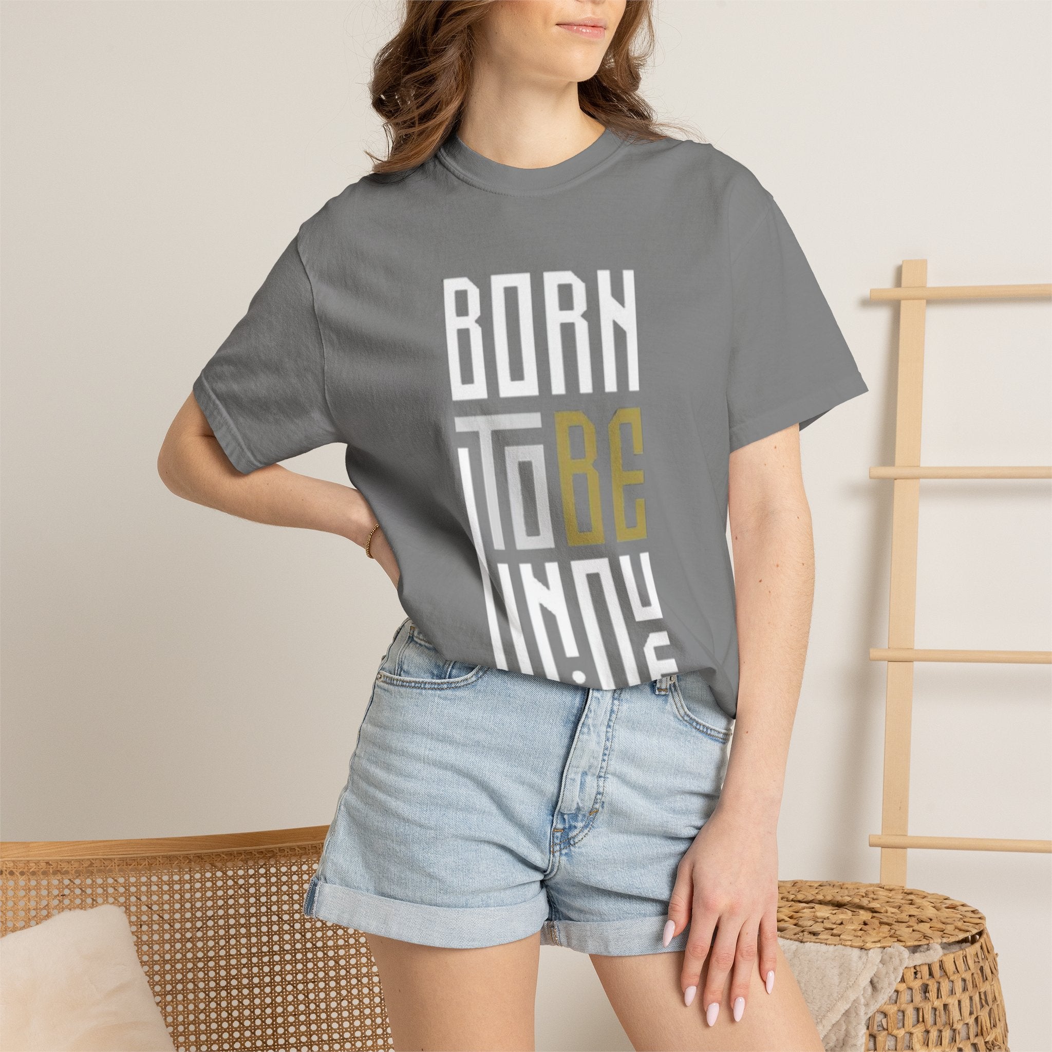 T-Shirt — "Born To Be Untile" Bold Vertical Typography Tee