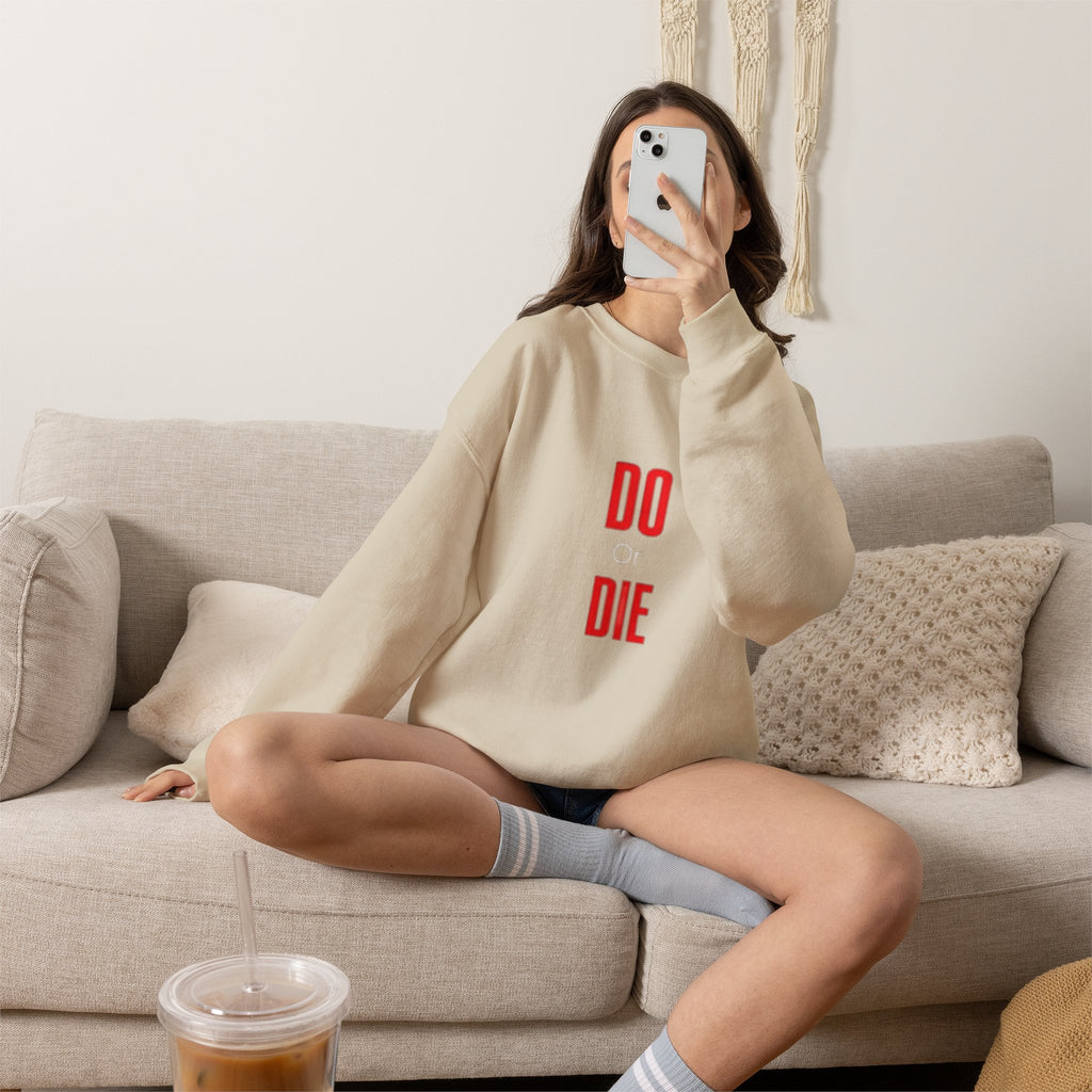 Crewneck Sweatshirt – Minimal 'DO / DIE' Red Vertical Typography