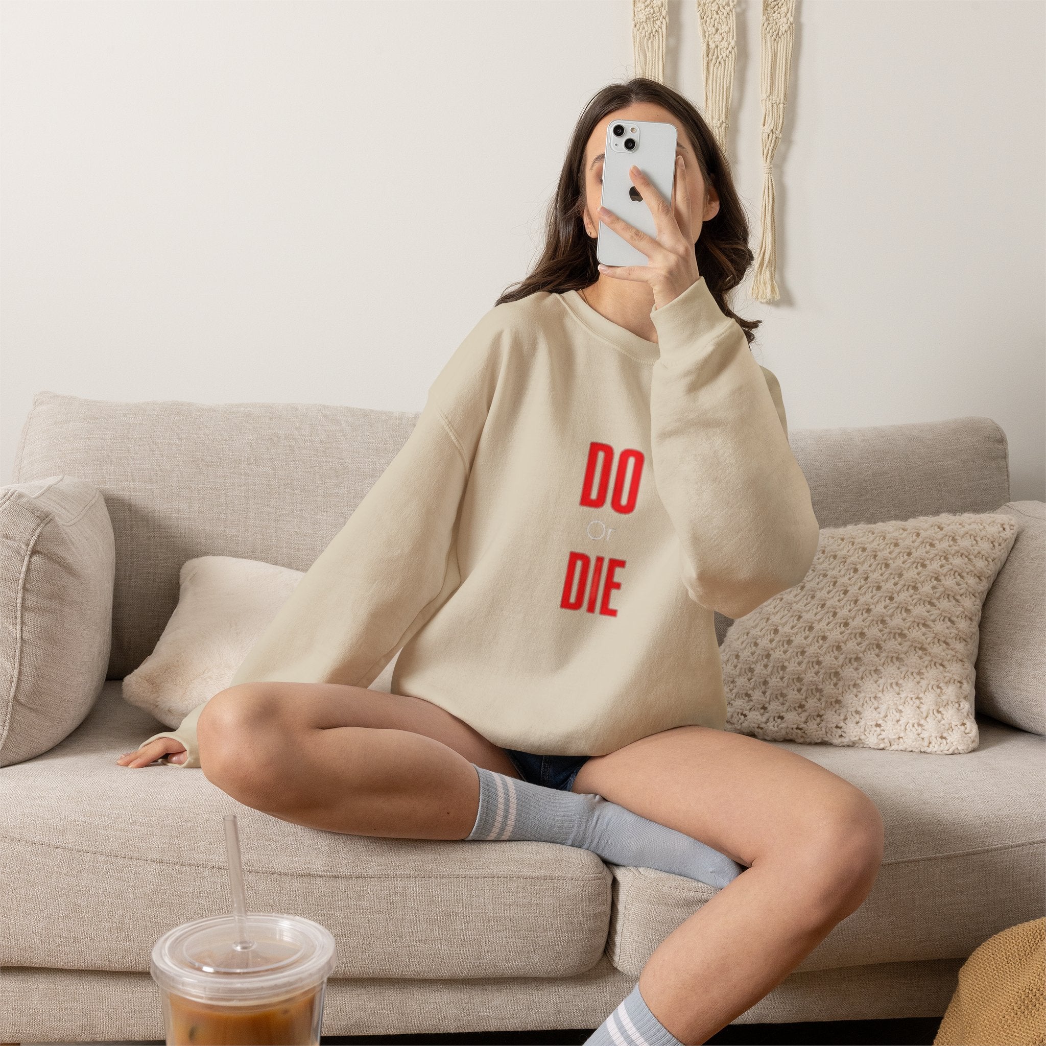 Crewneck Sweatshirt – Minimal 'DO / DIE' Red Vertical Typography
