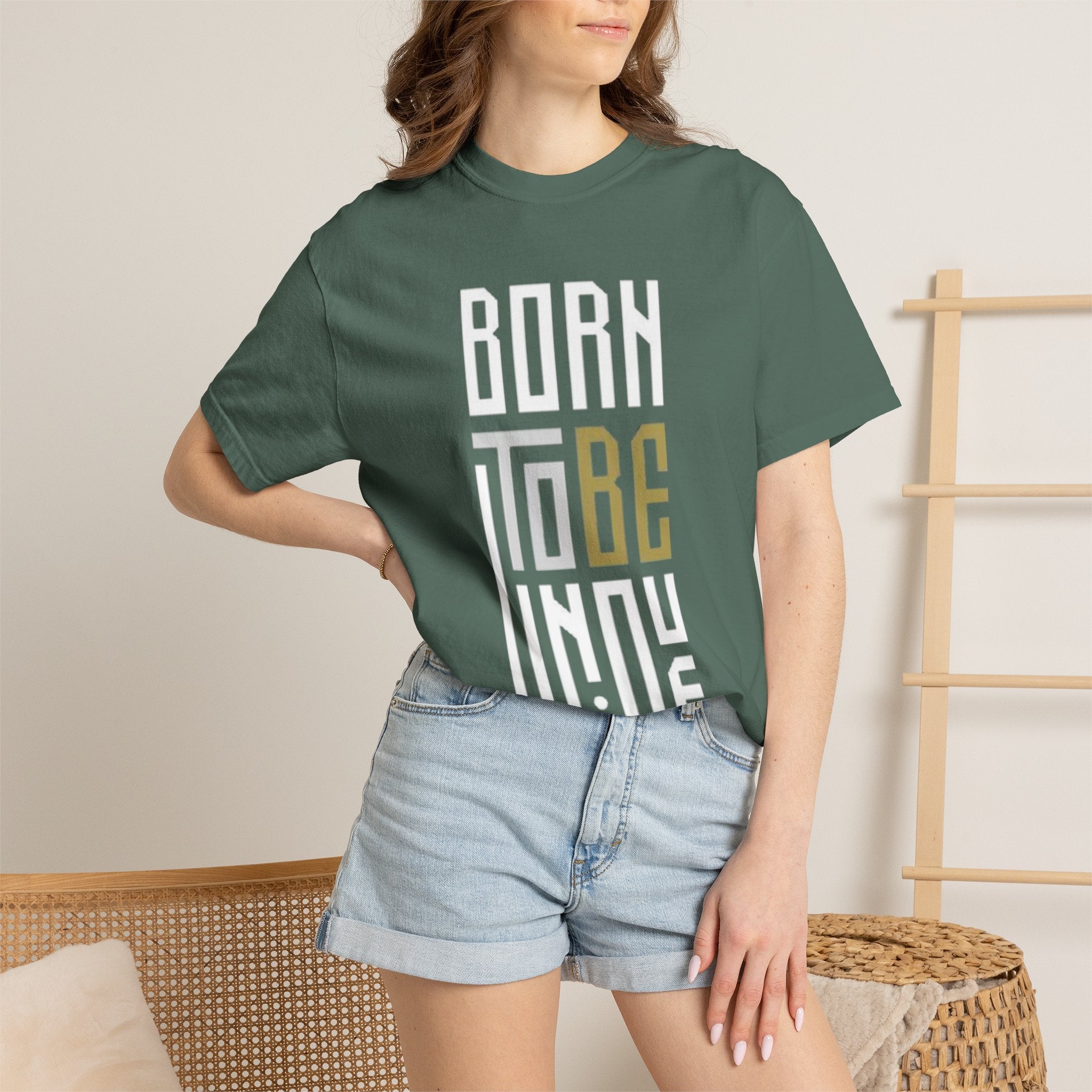 T-Shirt — "Born To Be Untile" Bold Vertical Typography Tee