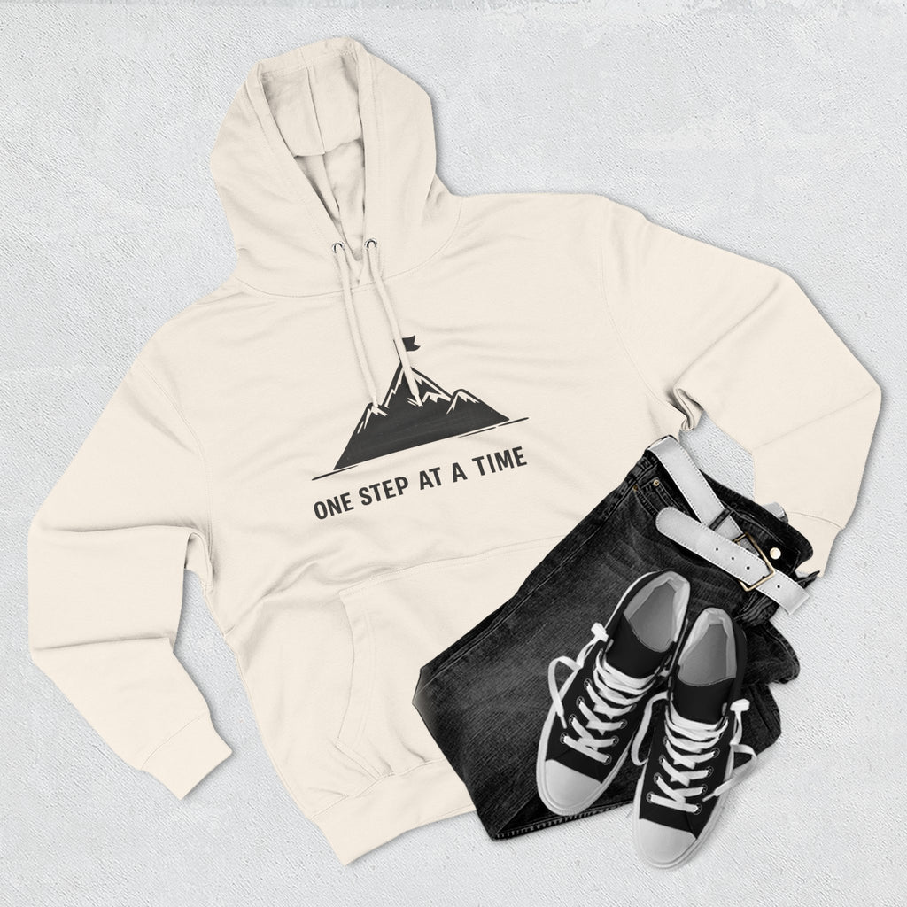 Hoodie - 'One Step at a Time' Mountain Graphic Fleece Hoodie