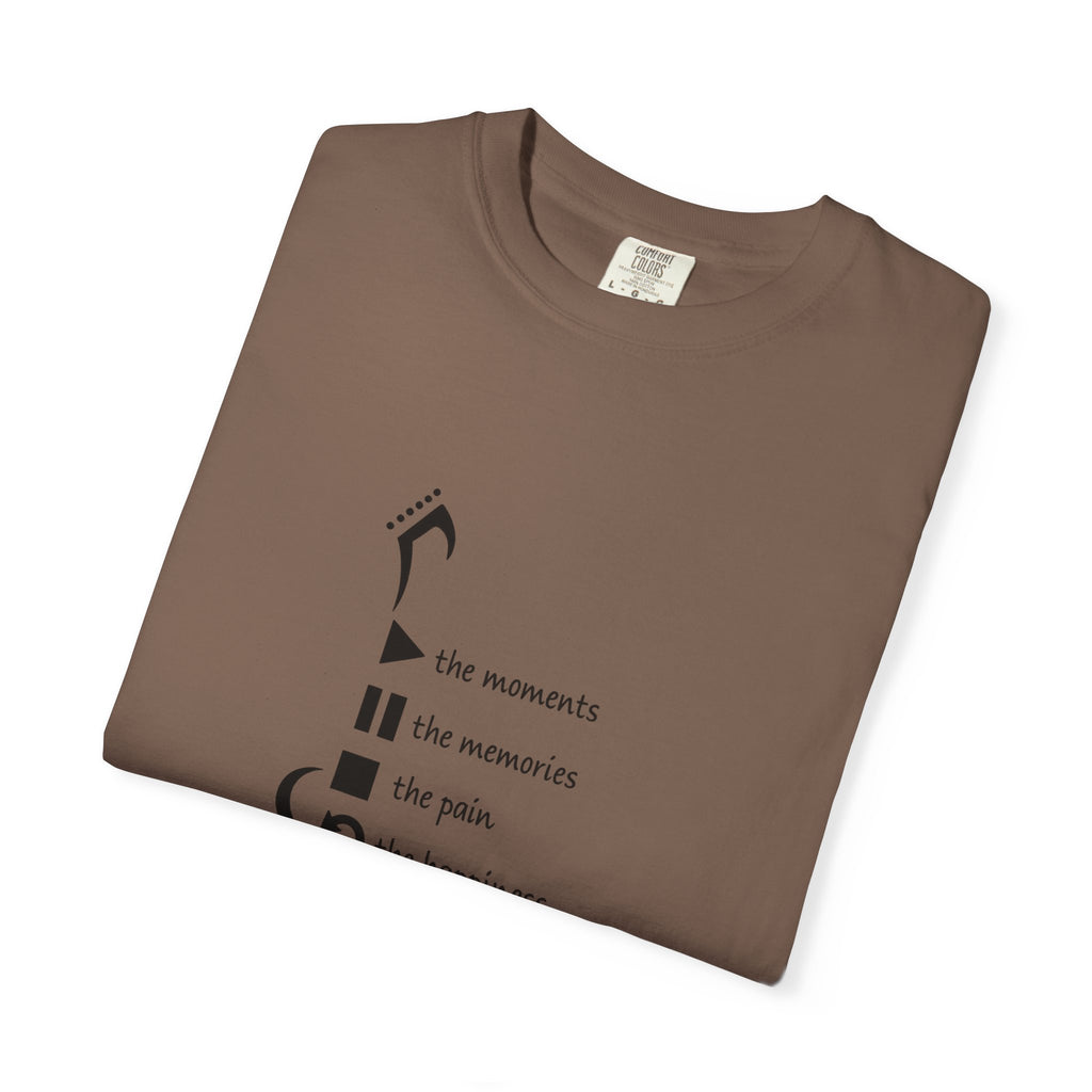 Guitar Silhouette Tee — "Our Moments, Our Memories, Our Music, Our Happiness"