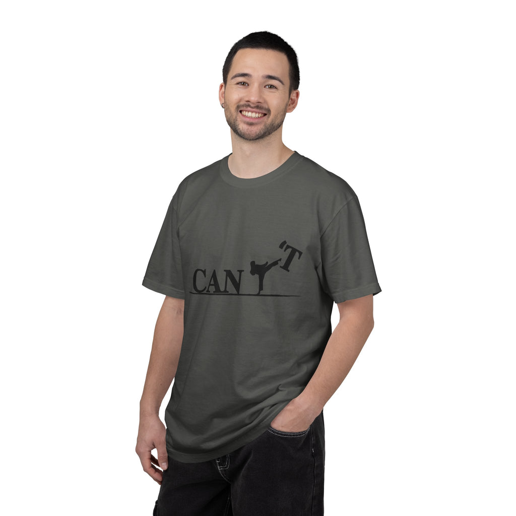 T-Shirt — 'CAN'T' Motivational Graphic Tee (Silhouette Kicking Apostrophe)
