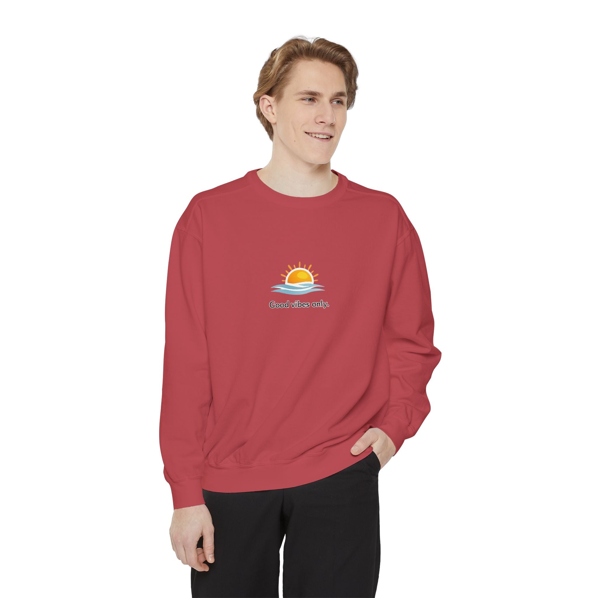 Good Vibes Only Sweatshirt — Sunrise Graphic Cozy Pullover