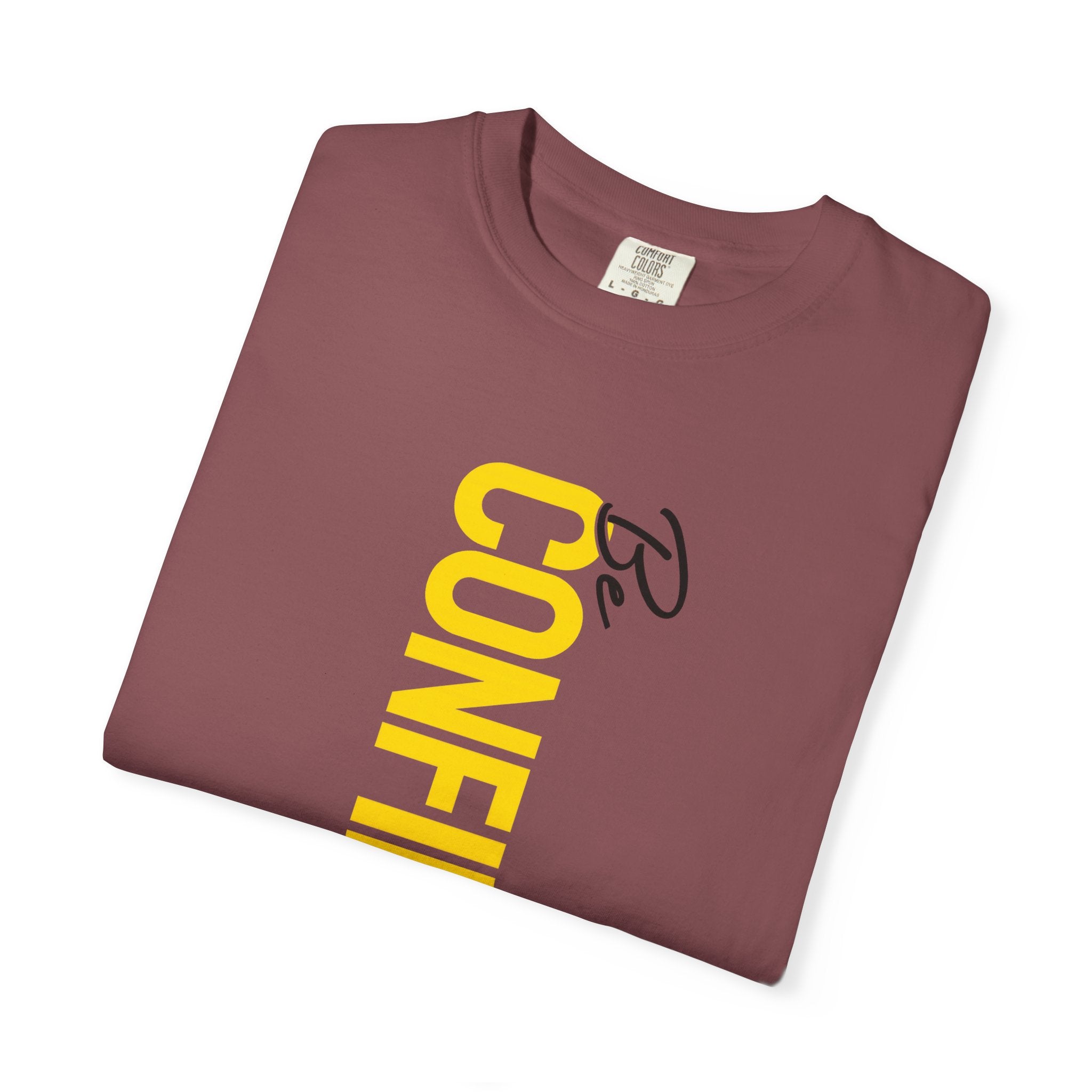 Be Confident Vertical Text T-Shirt — Motivational Graphic Tee