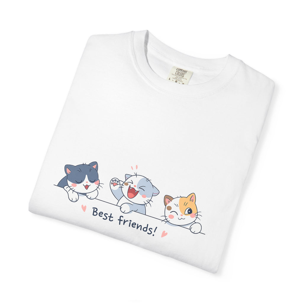 Cute ‘Best Friends!’ Cat T-Shirt — Cartoon Kitten Trio Graphic Tee