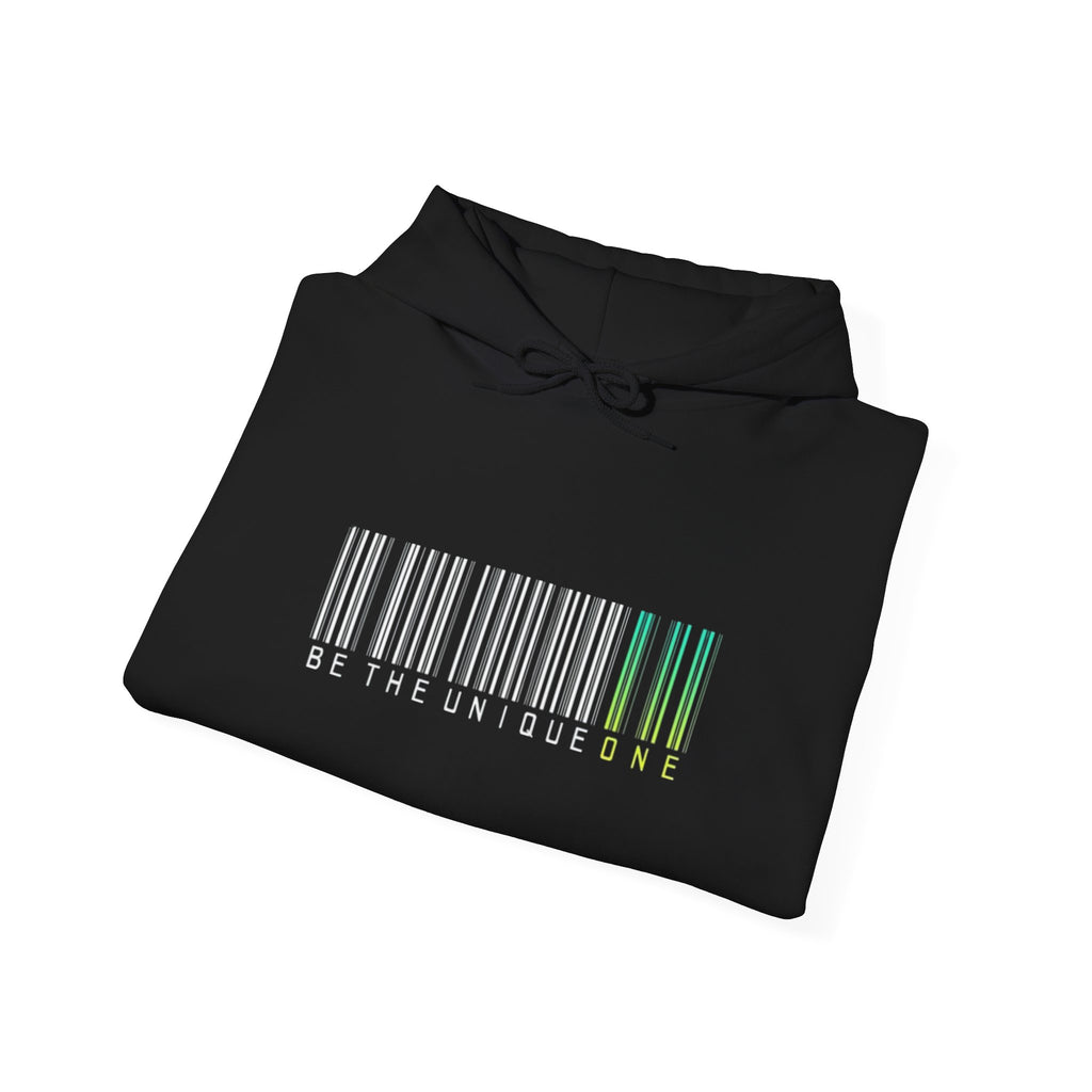 Unique One Barcode Hoodie — "Be the Unique One" Graphic Pullover