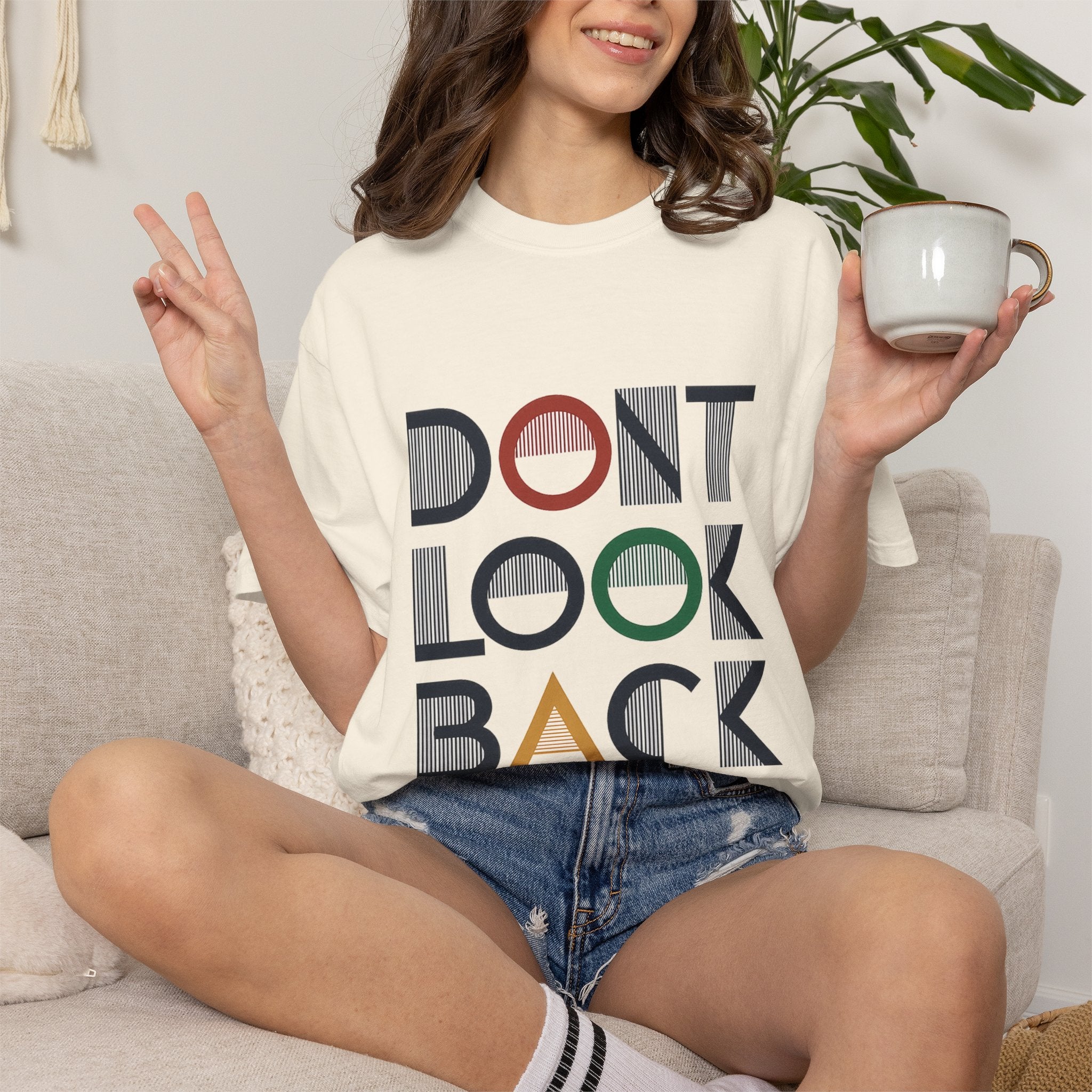Don't Look Back T-Shirt — Retro Motivational Graphic Tee