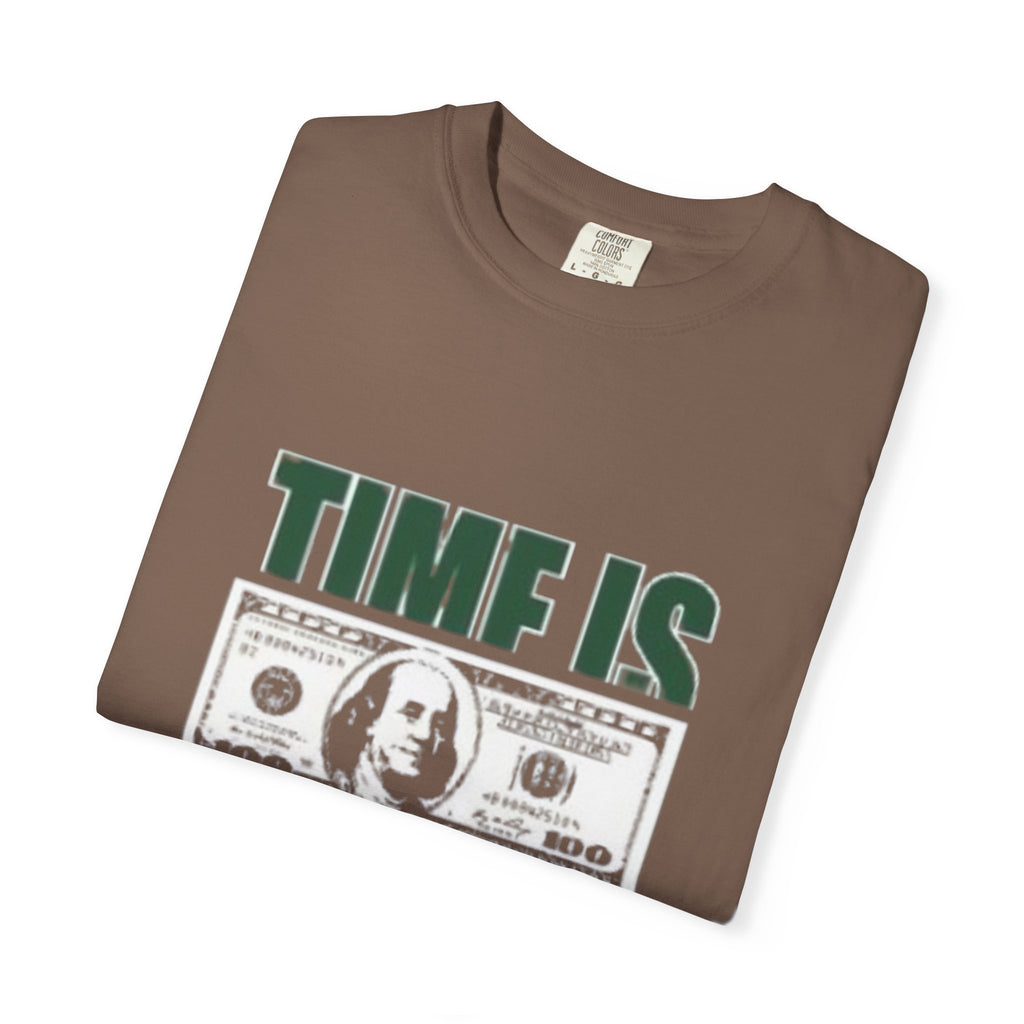 Money Vibe T-Shirt — "TIME IS" Graphic Dollar Bill Tee