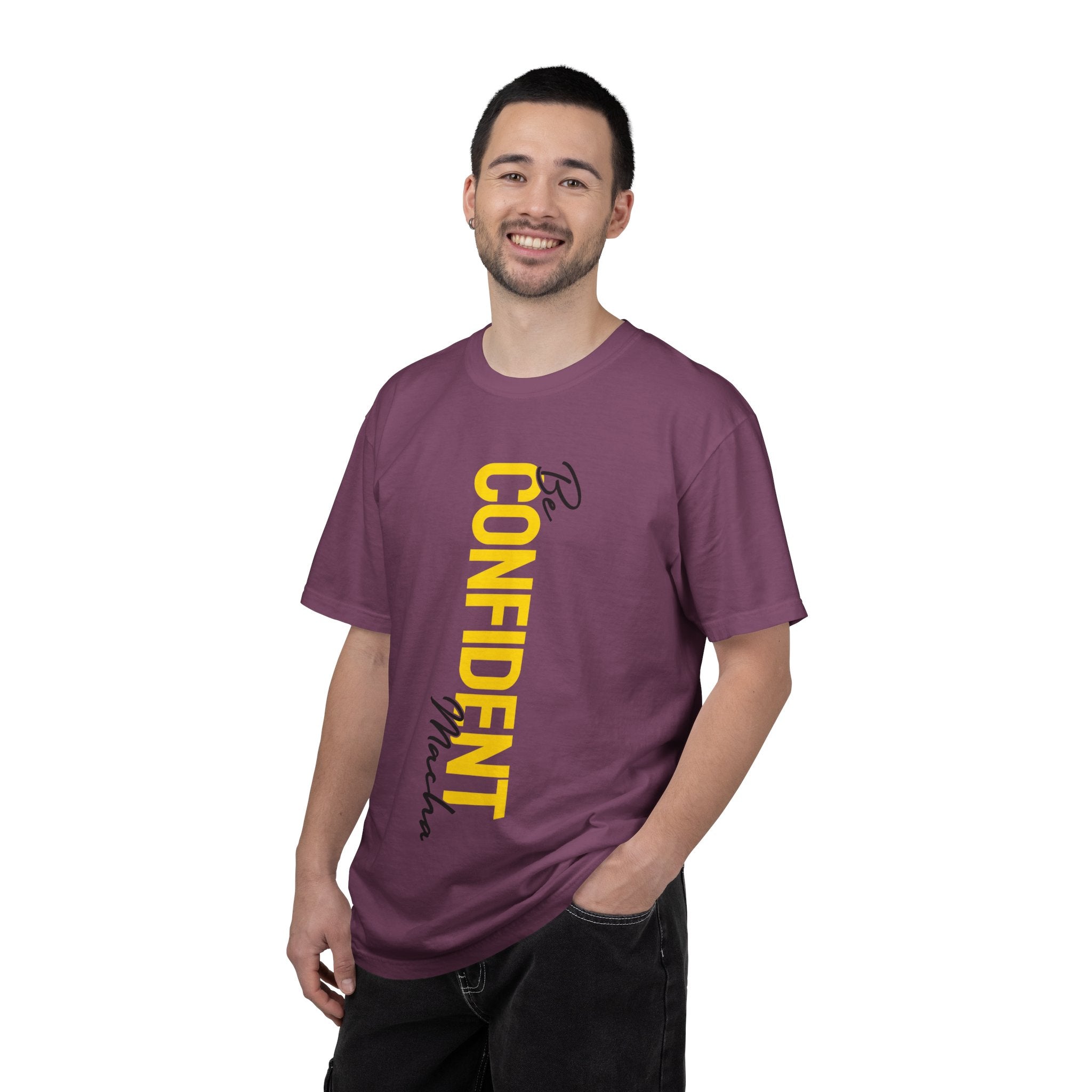 Be Confident Vertical Text T-Shirt — Motivational Graphic Tee