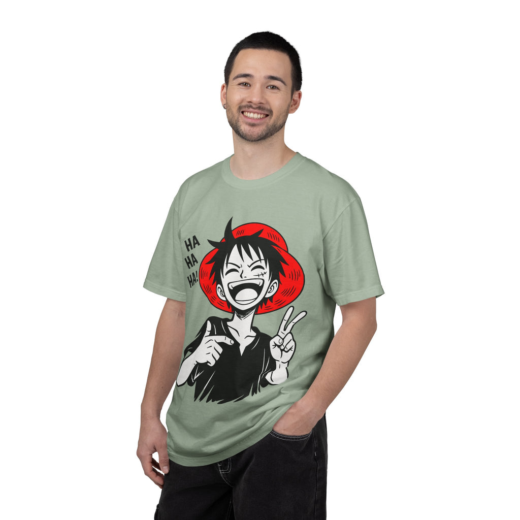Anime Luffy Laughing Graphic T-shirt - Monkey D. Luffy Peace Sign Tee