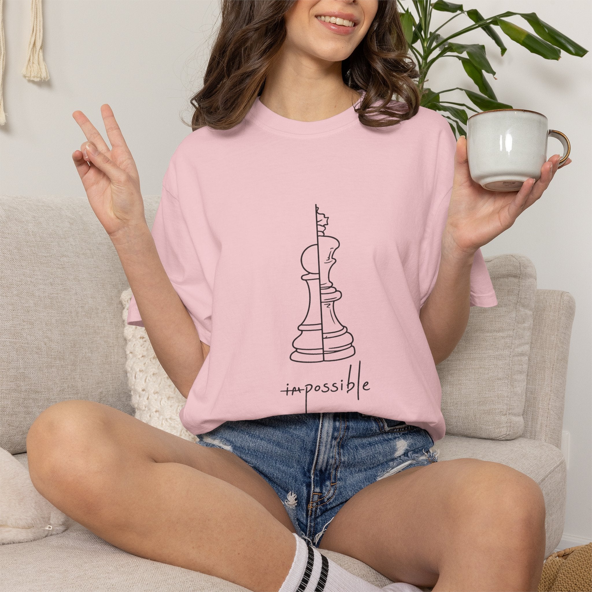 Chess Pawn to King T-Shirt — "Impassible" Minimalist Line Art Tee