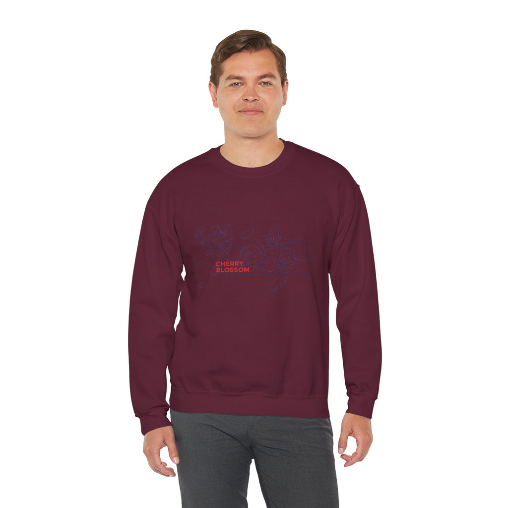 Cherry Blossom Crewneck Sweatshirt — Minimal Floral Graphic