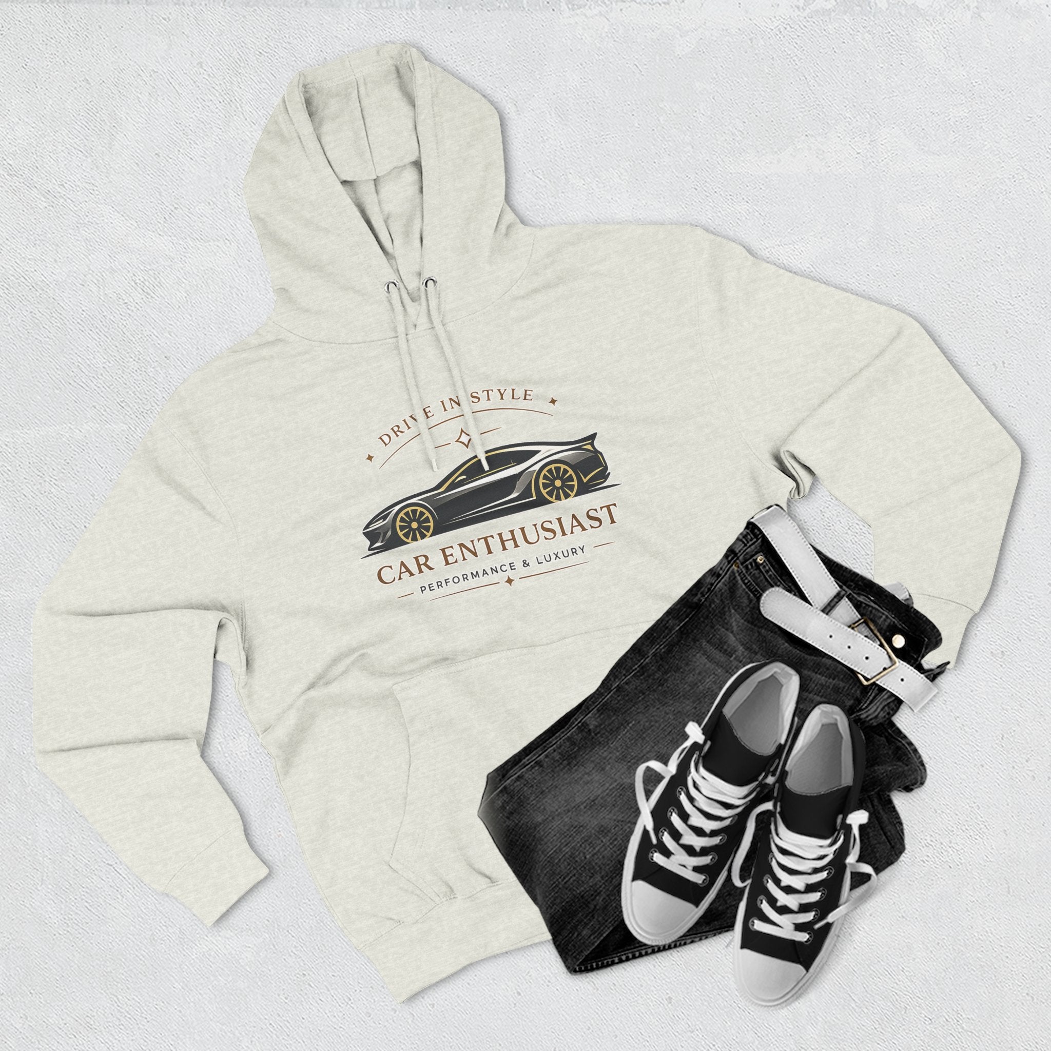 Car Enthusiast Hoodie — Vintage Sports Car Graphic, 'Drive in Style' Casual Pullover