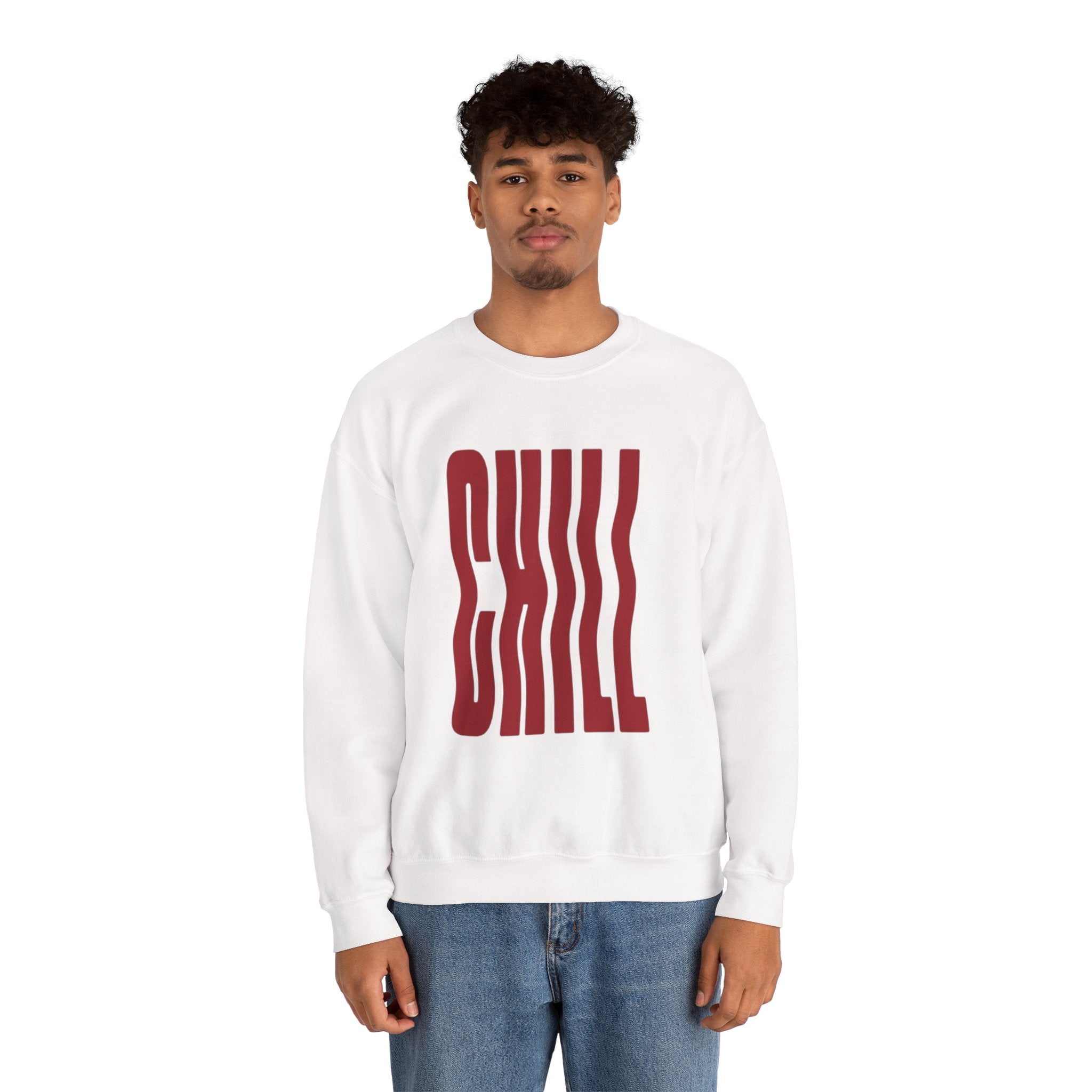 Chill Distorted Text Crewneck Sweatshirt