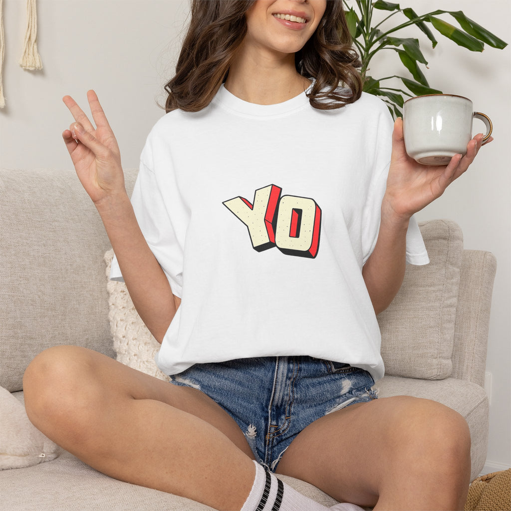 Yo Graphic T-Shirt — Retro 3D Lettering Tee