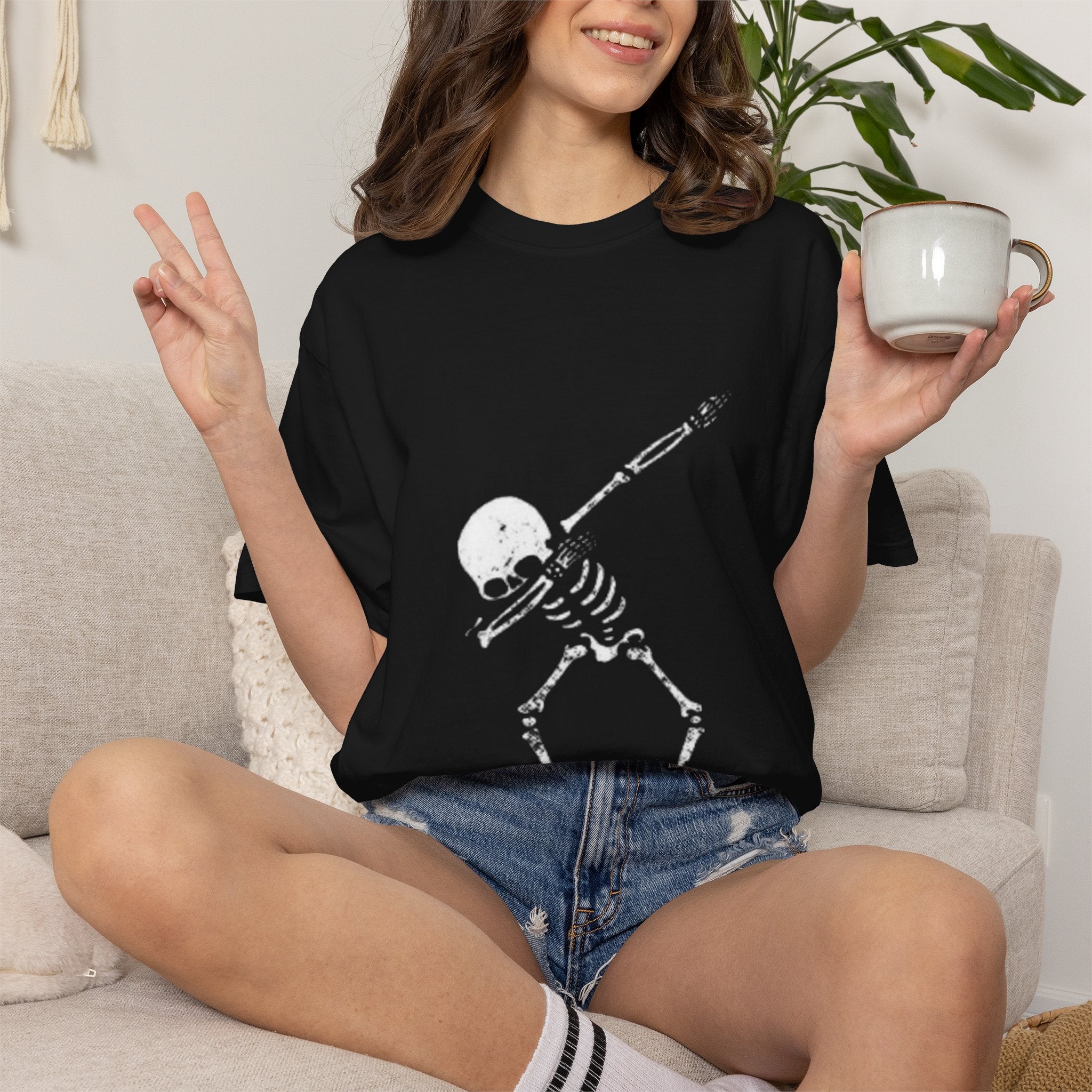 Dabbing Skeleton T‑Shirt — Funny Halloween Graphic Tee