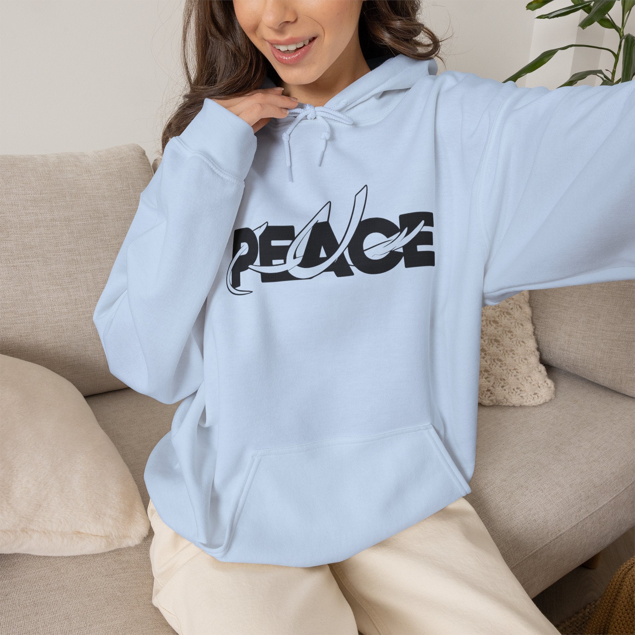 Peace Logo Hoodie — Minimal Black & White Peace Graphic Pullover