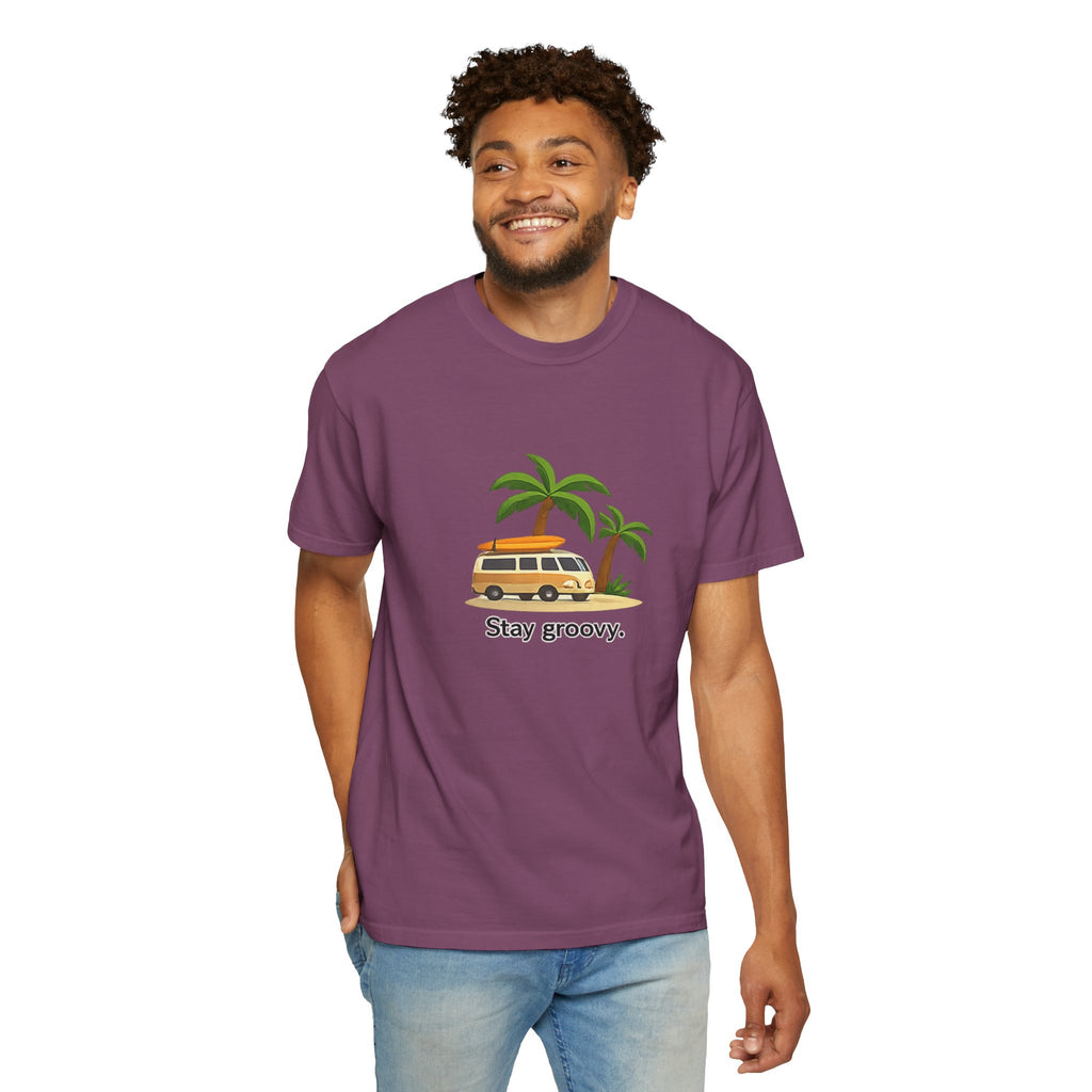 Vintage Surf Van T-Shirt – "Stay Groovy" Retro Beach Tee