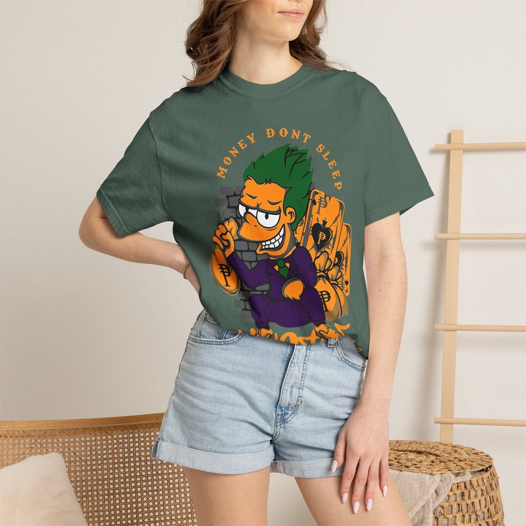 T-Shirt — 'Money Don’t Sleep' Cartoon Hustle Tee