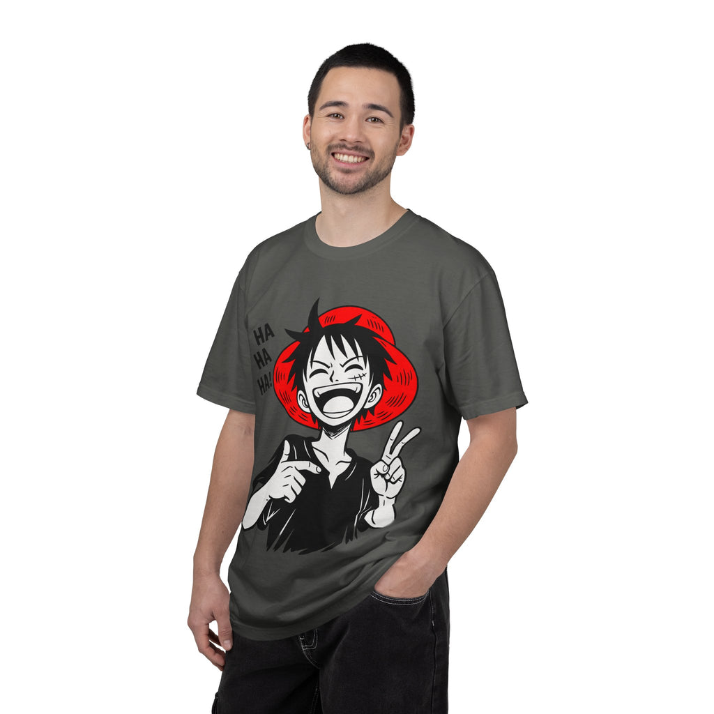 Anime Luffy Laughing Graphic T-shirt - Monkey D. Luffy Peace Sign Tee