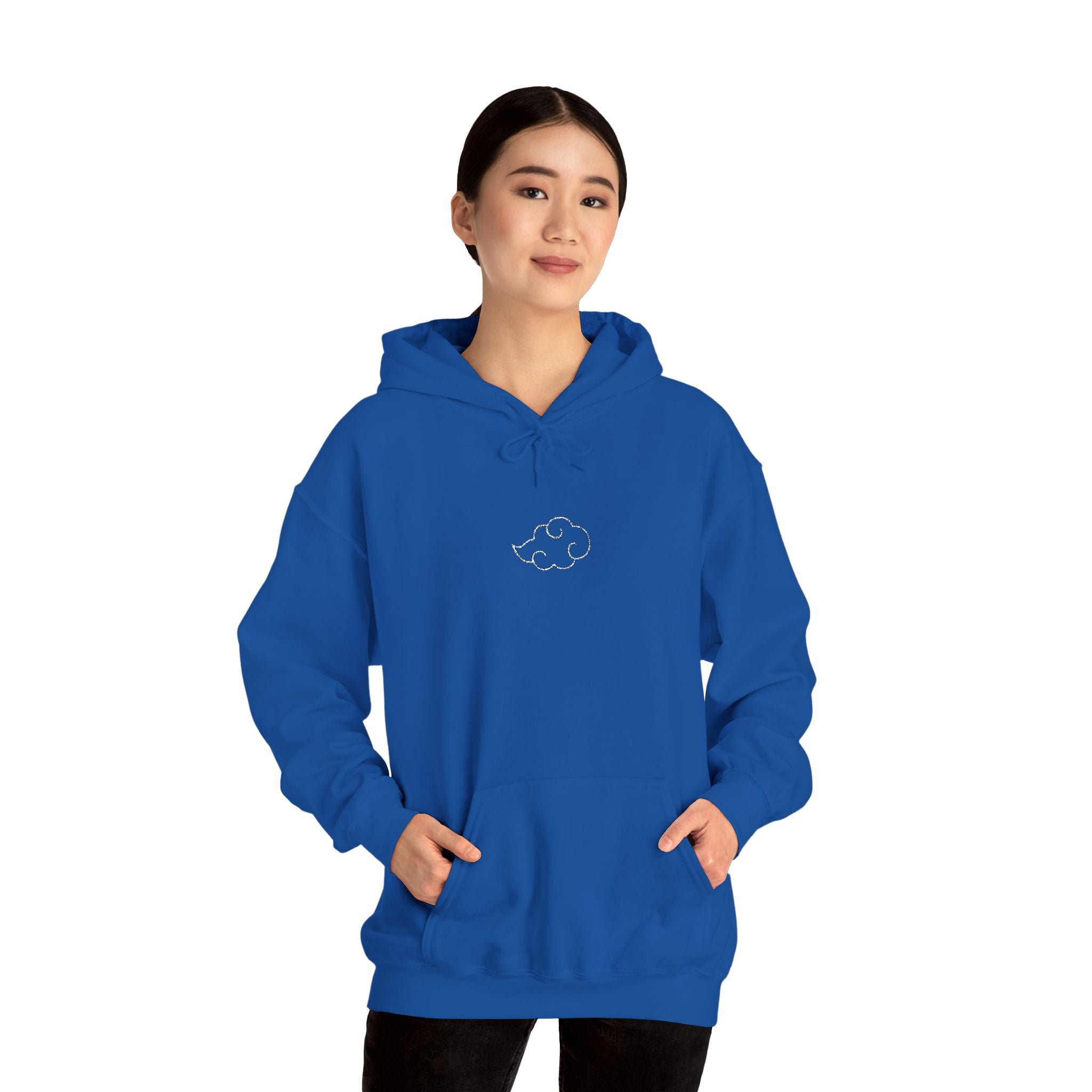 Minimal Cloud Outline Hoodie — Small White Cloud Graphic Embroidered