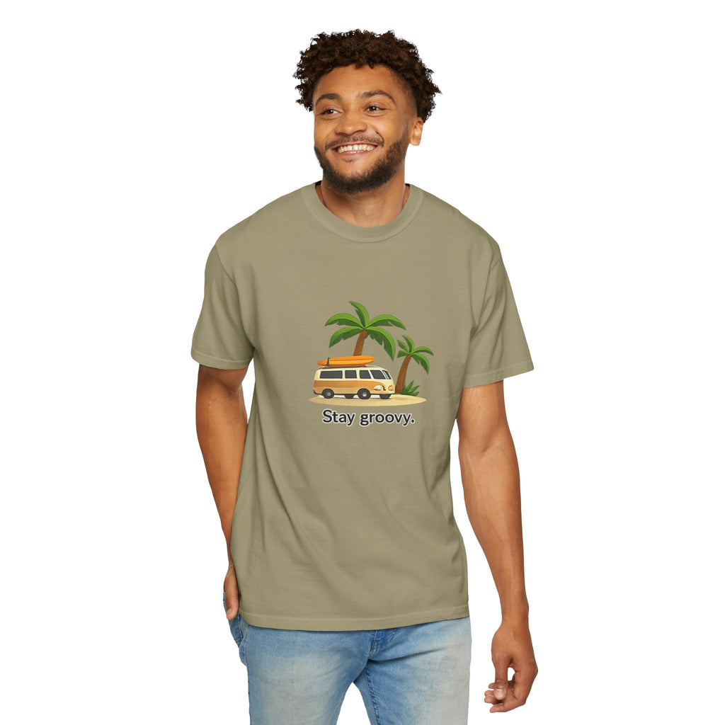Vintage Surf Van T-Shirt – "Stay Groovy" Retro Beach Tee