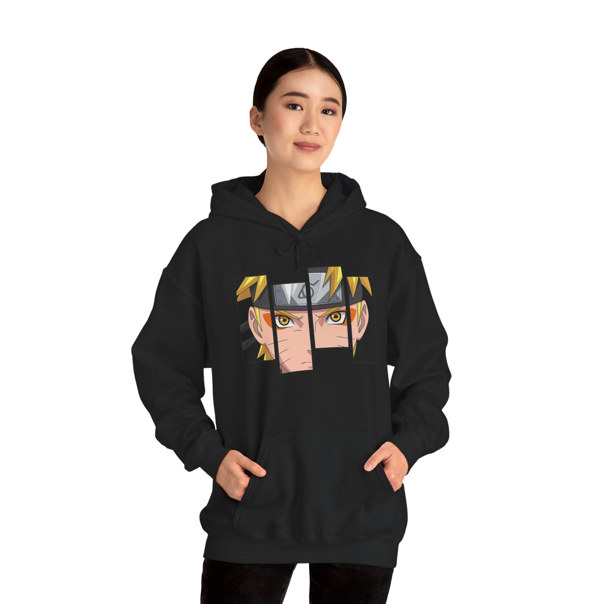 Anime Eyes Split-Panel Hoodie