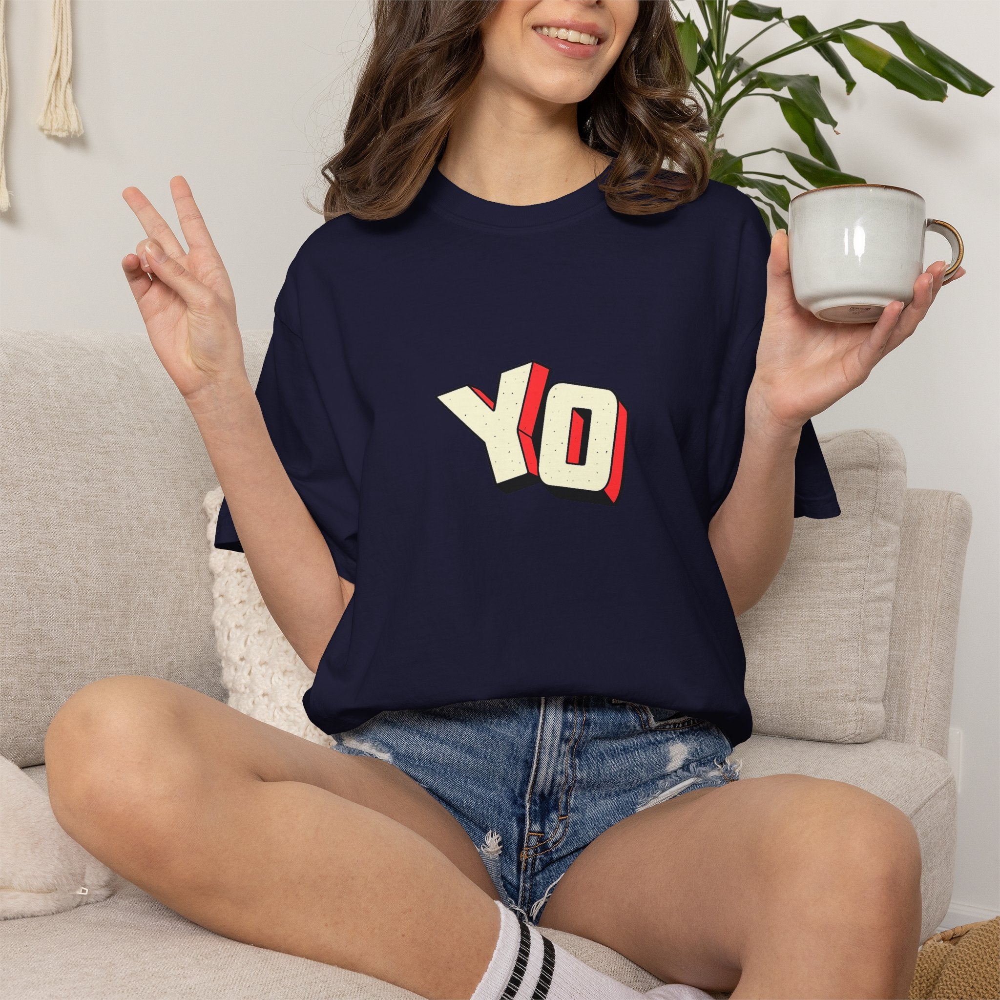 Yo Graphic T-Shirt — Retro 3D Lettering Tee