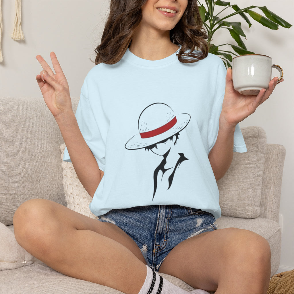 Minimal Straw Hat Silhouette T-Shirt